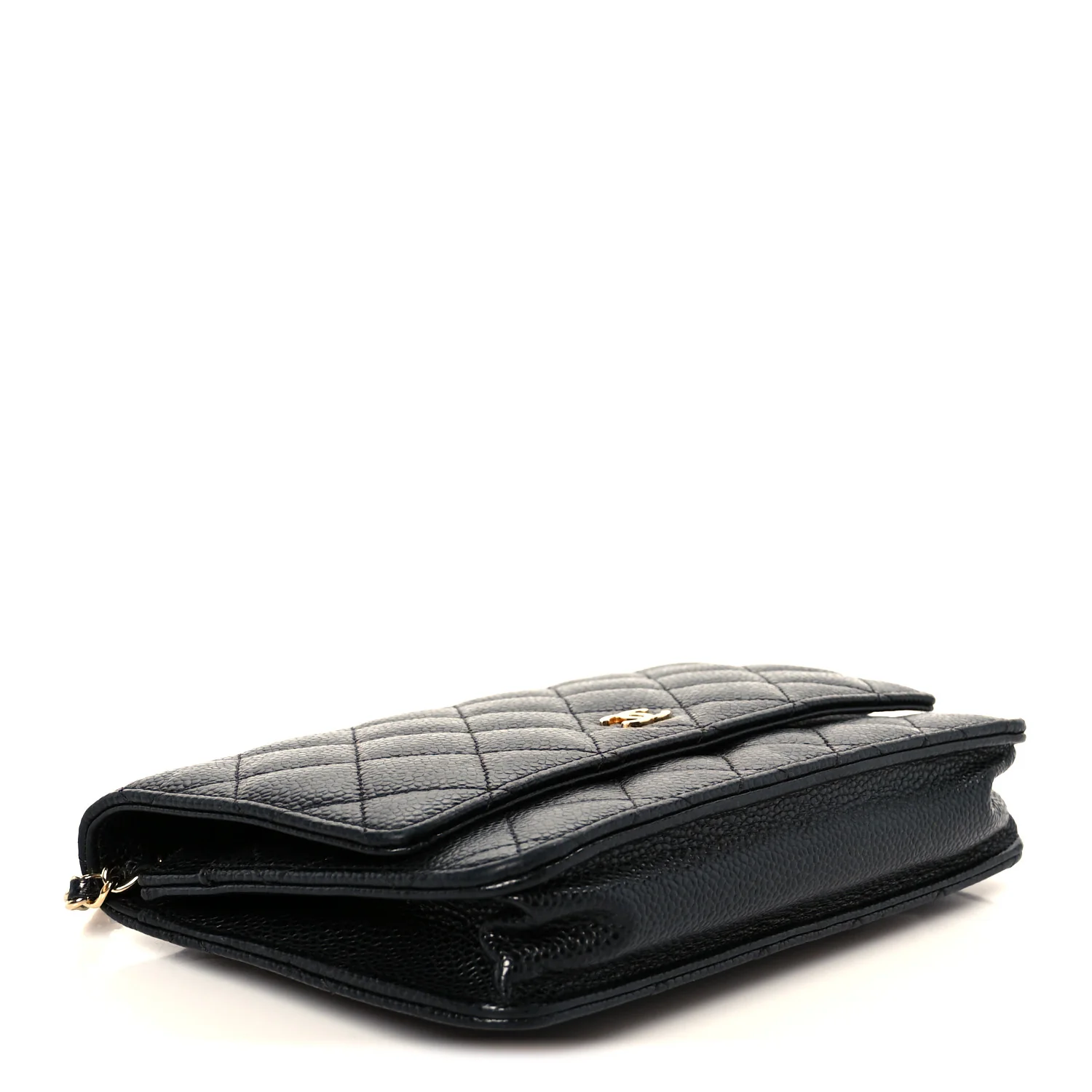 Caviar Quilted Wallet On Chain WOC Black - Top Club