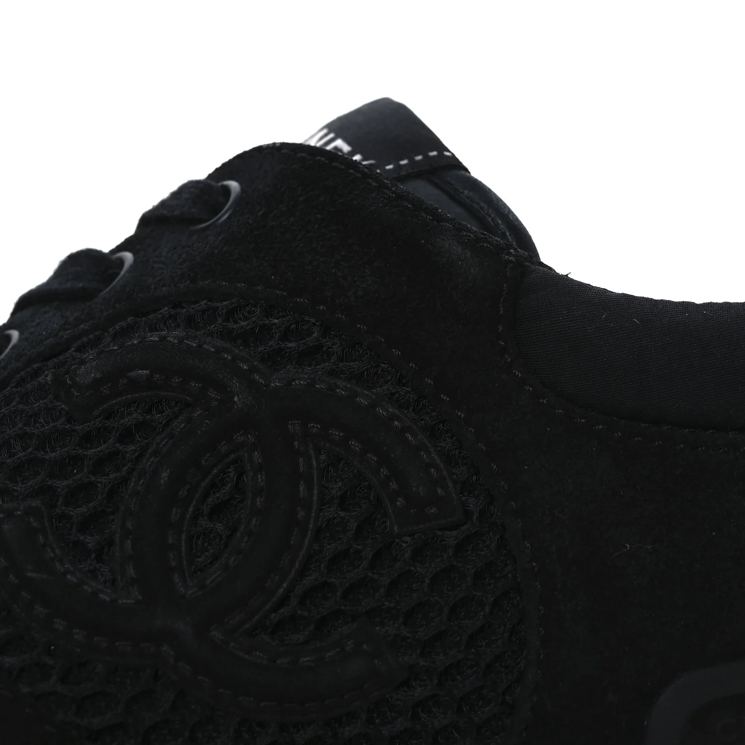 Calfskin Mesh Lycra Suede Womens Logo Sneakers 40 Black - Top Club