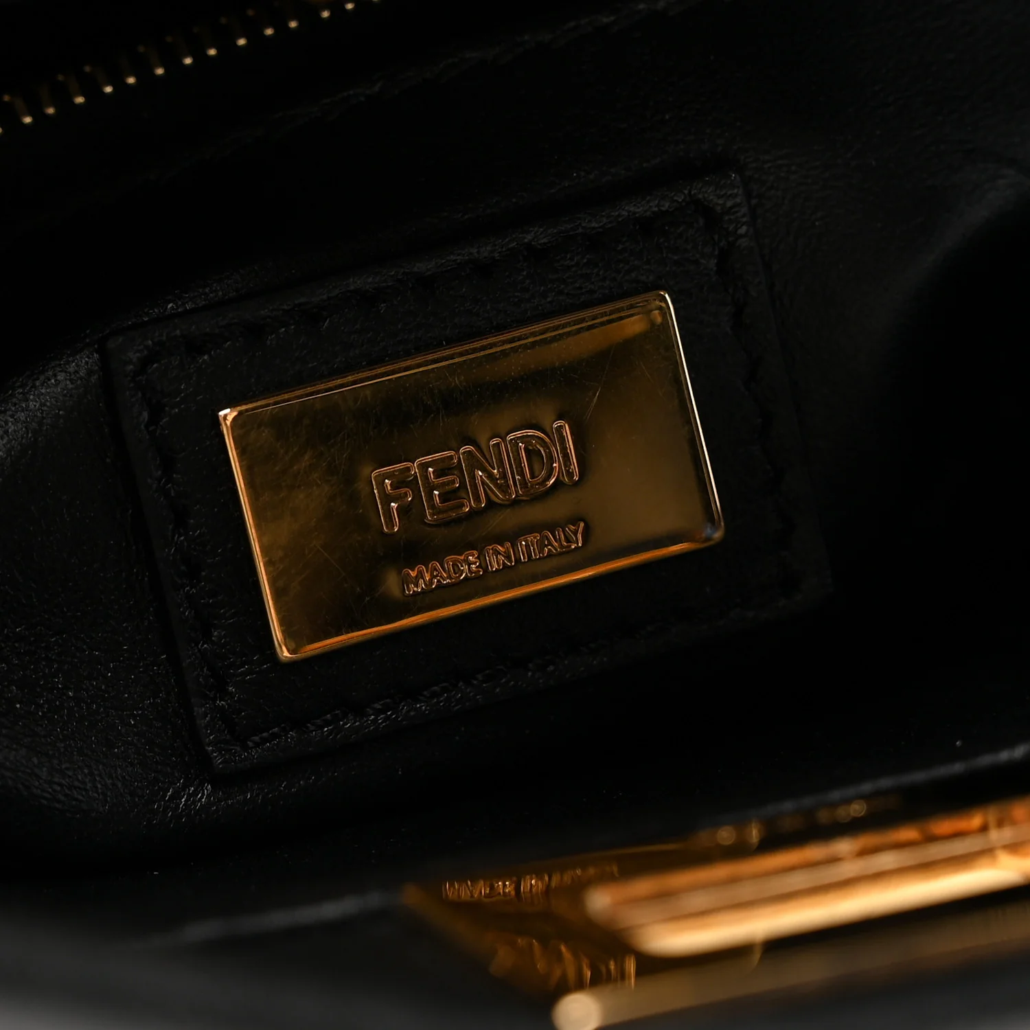 Shearling Nappa Macro FF 1974 Mini Peekaboo Iconic Satchel Tobacco Black - Top Club