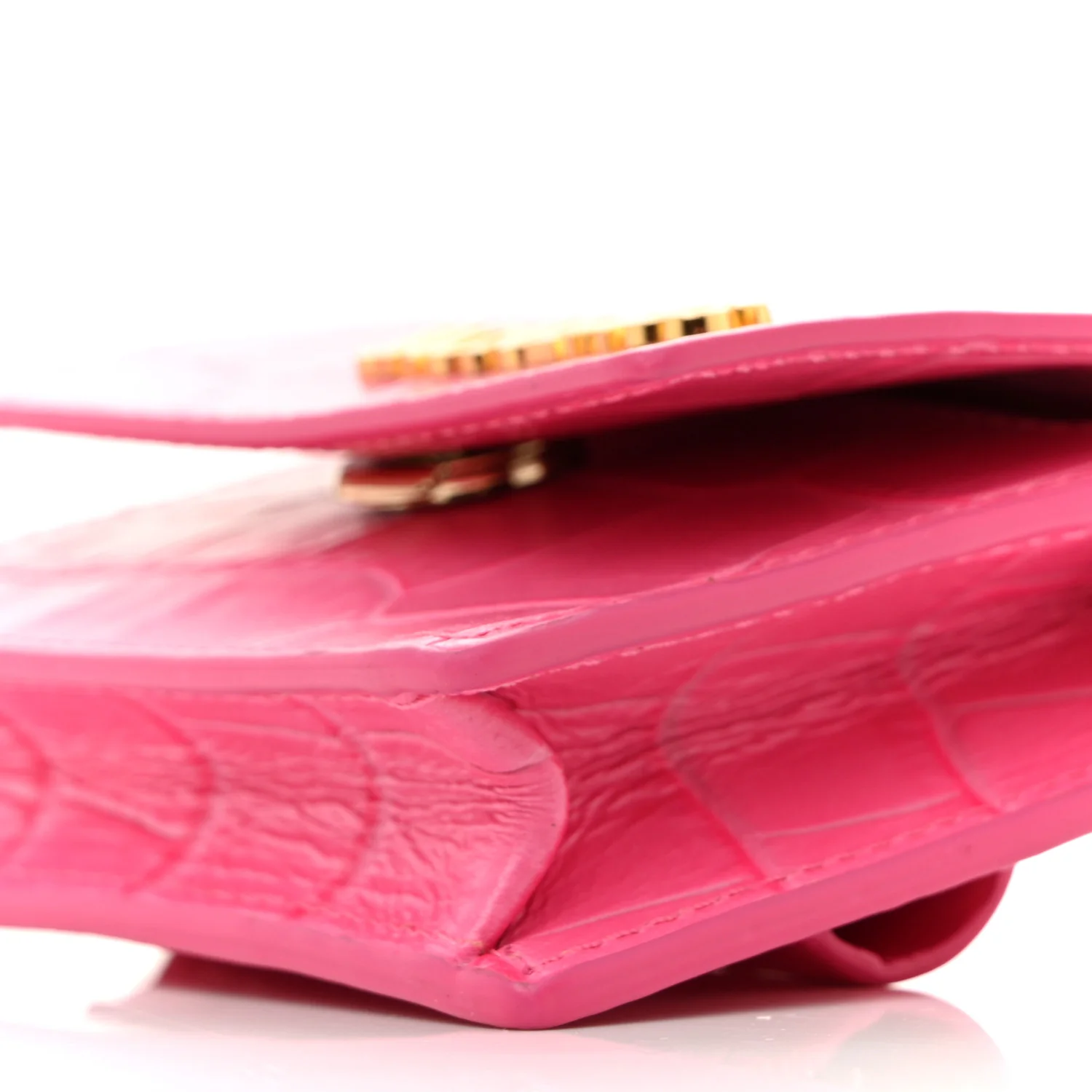 Calfskin Crocodile Embossed La Ceinture Bello Double Tour Belt Bag Pink - Top Club