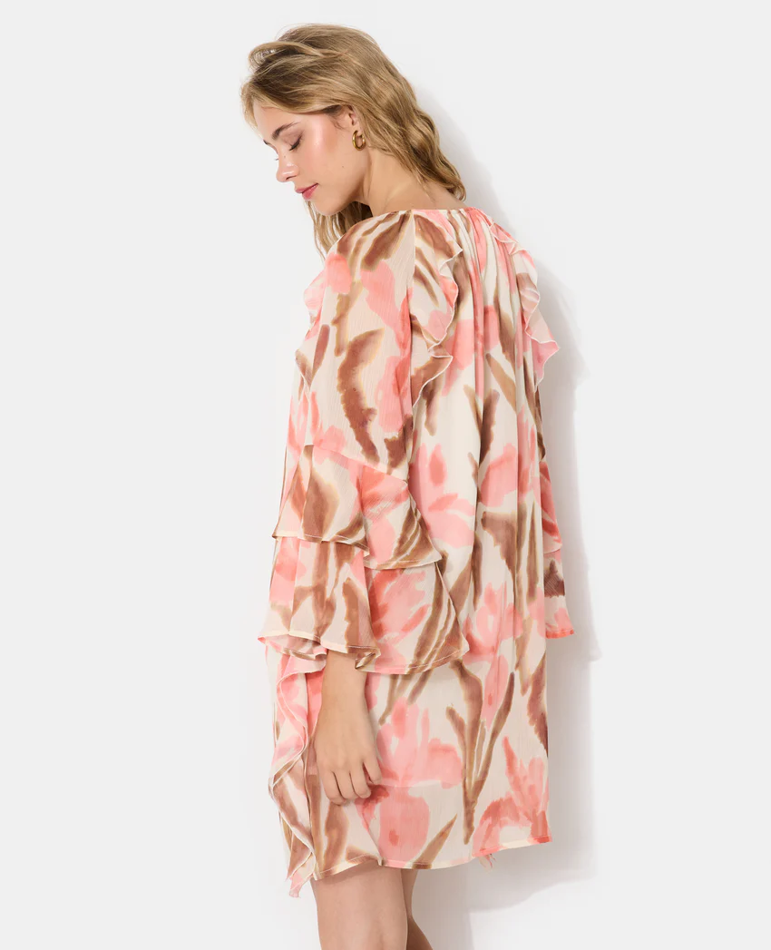 Pimkie Robe courte en voile avec volants et motifs fleurs
