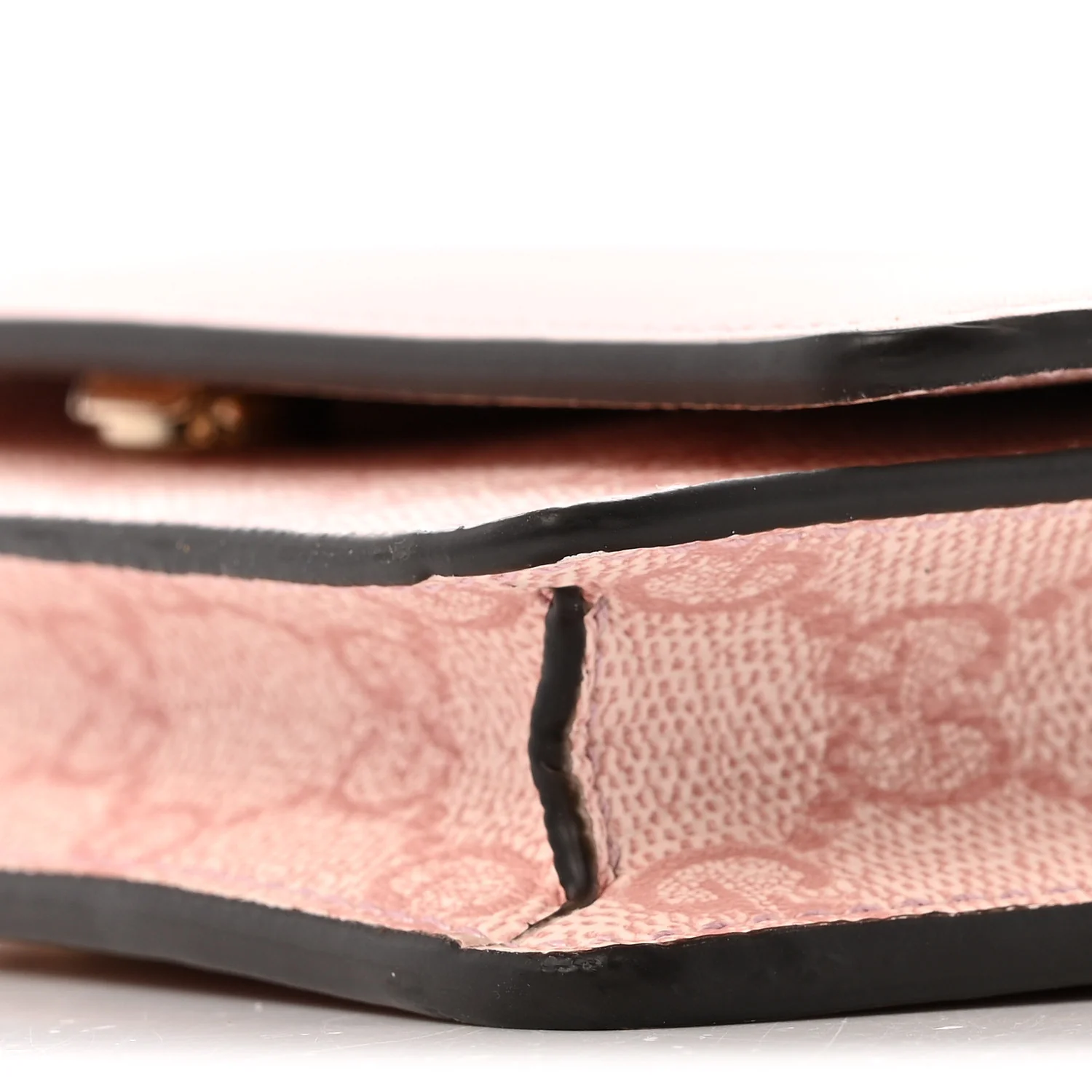 GG Supreme Monogram Textured Calfskin Emblem Wallet On Chain Pink - Top Club