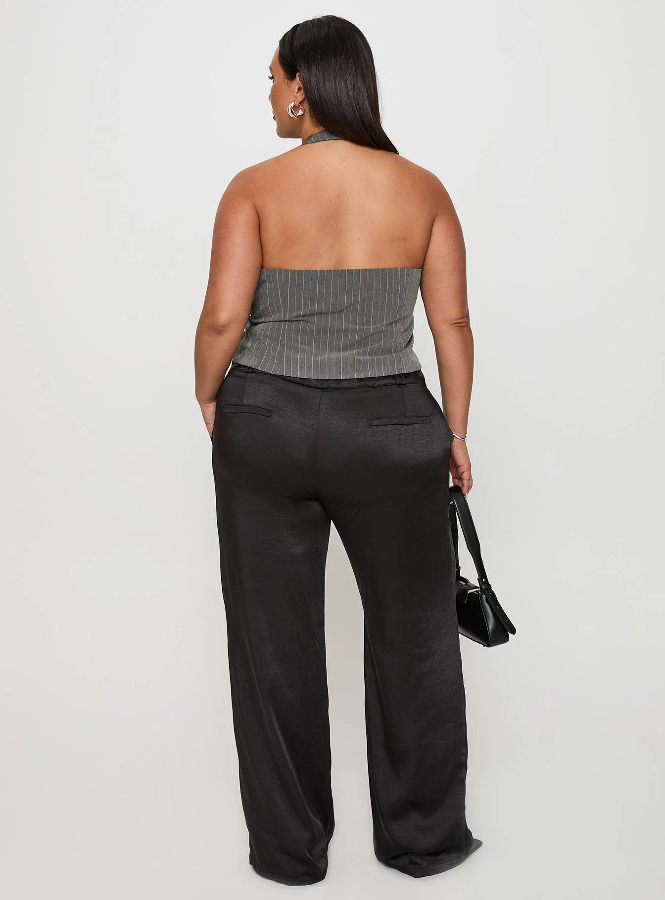 First Place Low Rise Satin Pant Black Curve