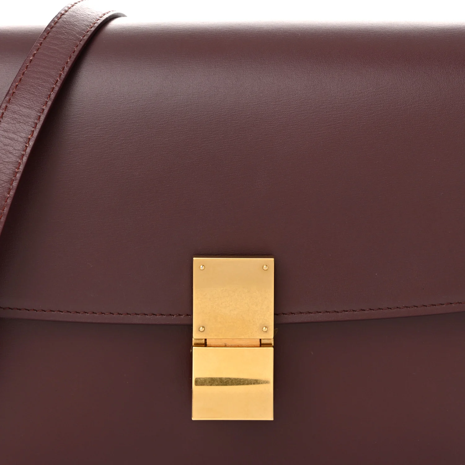 Box Calfskin Medium Classic Box Flap Bag Burgundy - Top Club
