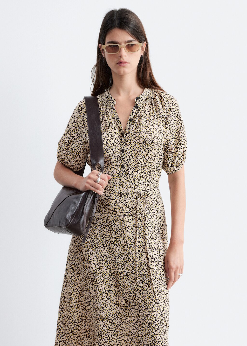 & Other Stories TIE-WAIST MIDI DRESS