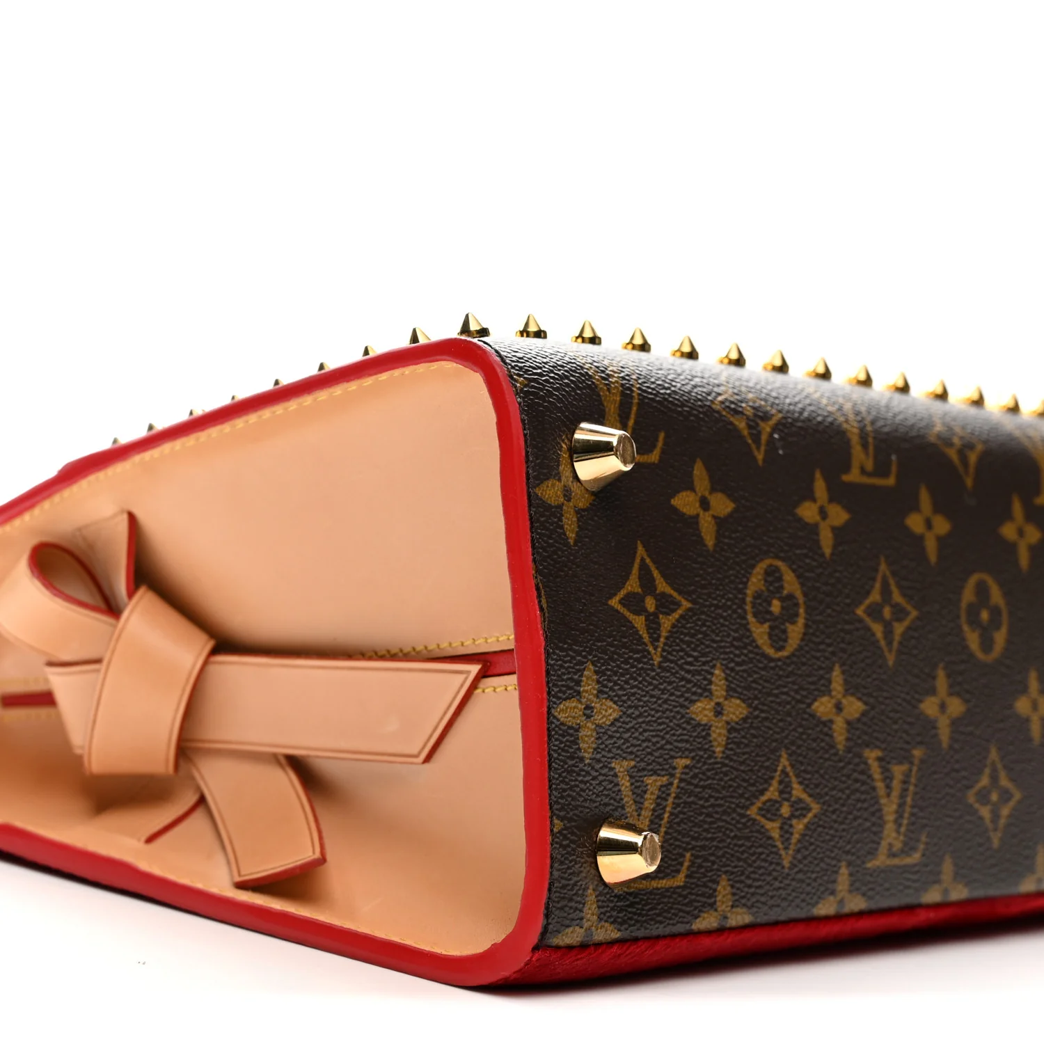 Monogram Calf Hair Spikes Iconoclasts Christian Louboutin Tote Red - Top Club