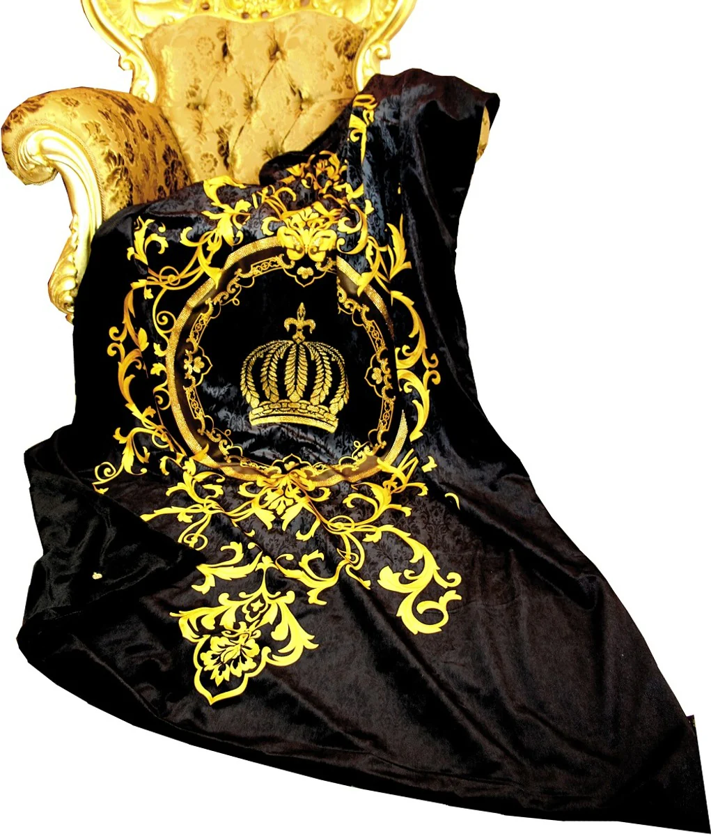 Luxury blanket Pompöös by Baroque black / gold by Harald Glööckler with glittering stones