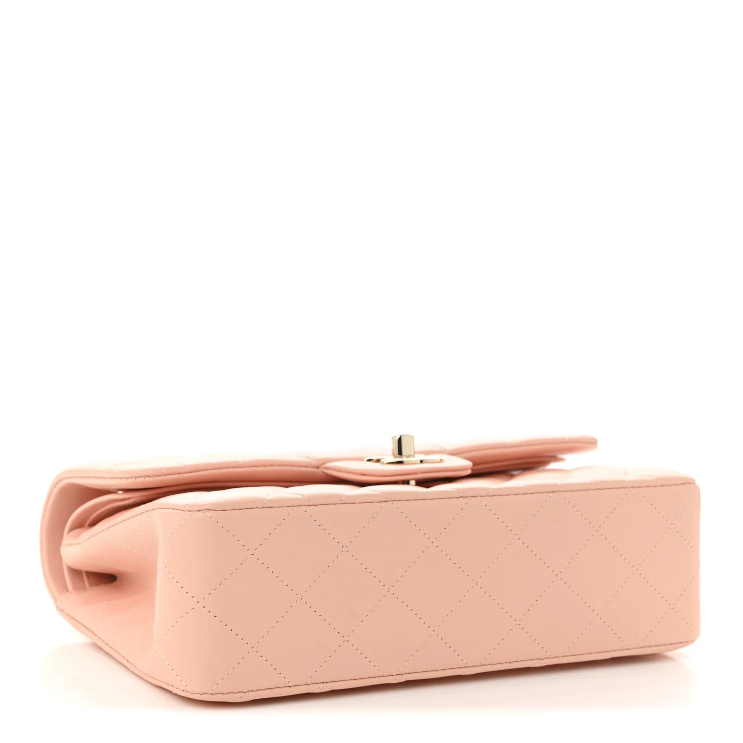 Lambskin Quilted Small Double Flap Light Orange - Top Club