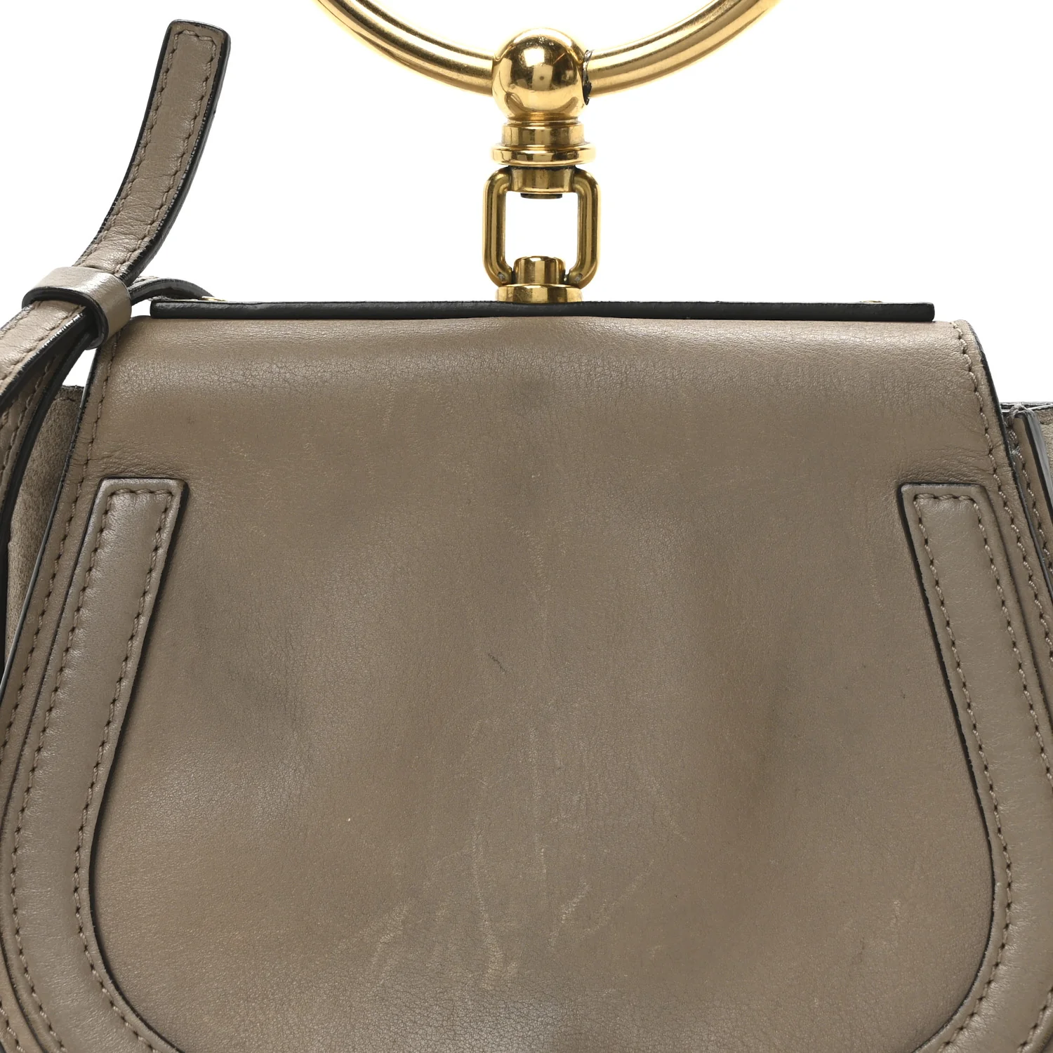 Calfskin Suede Small Nile Bracelet Bag Motty Grey - Top Club