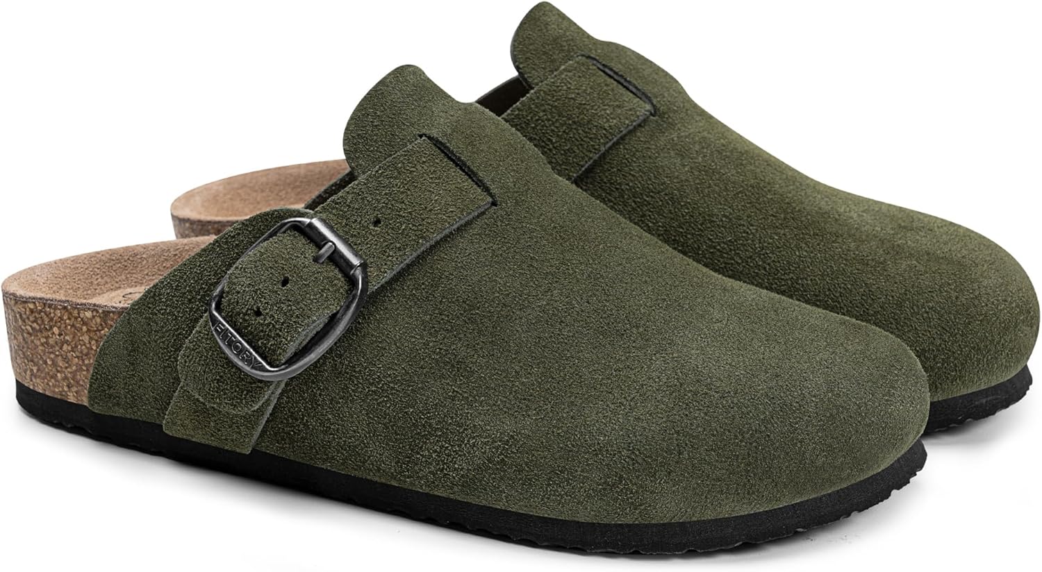 FITORY Womens Clogs Slip-on Potato Shoes Leather Mules with Suede Cork Footbed Size 6-11