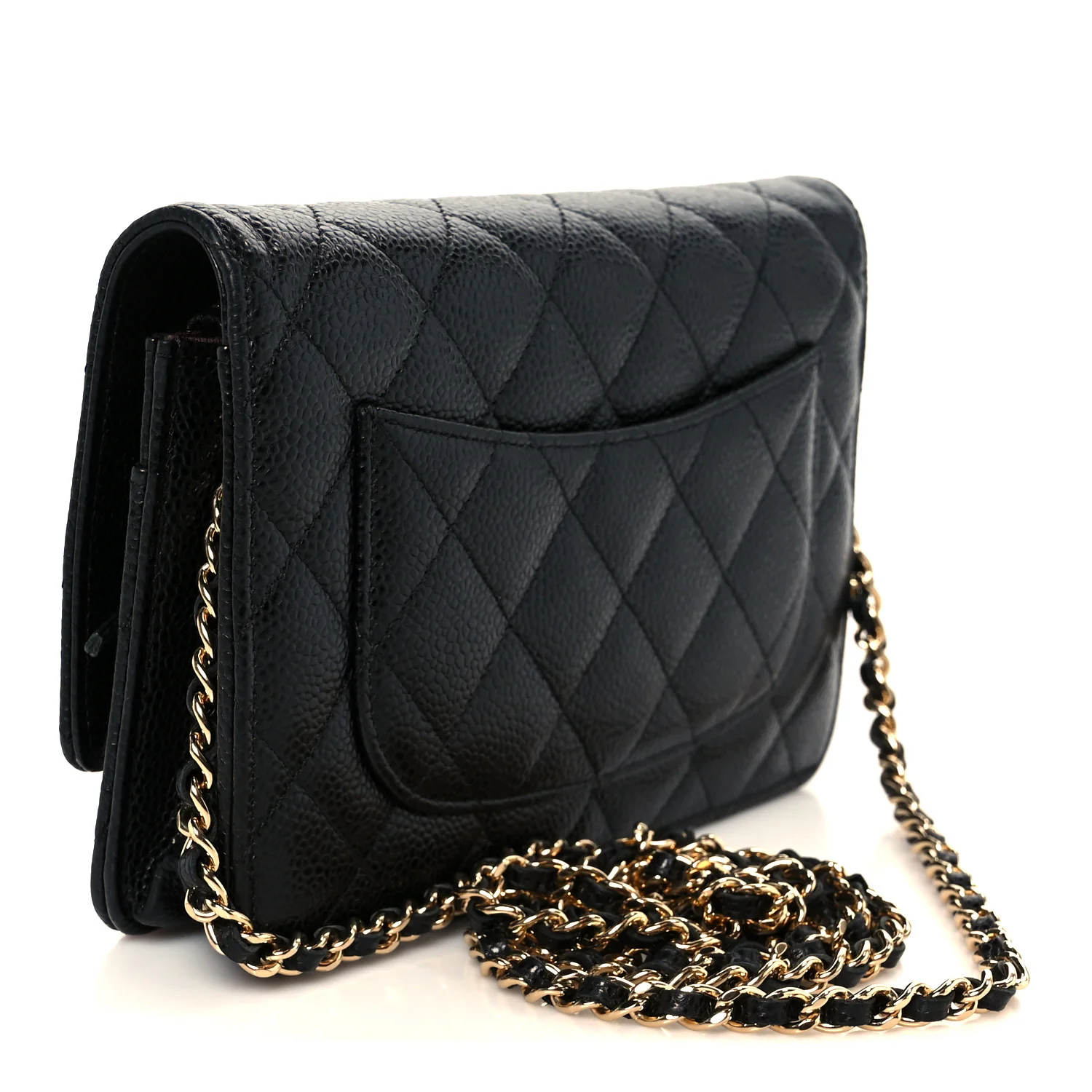 Caviar Quilted Wallet On Chain WOC Black - Top Club
