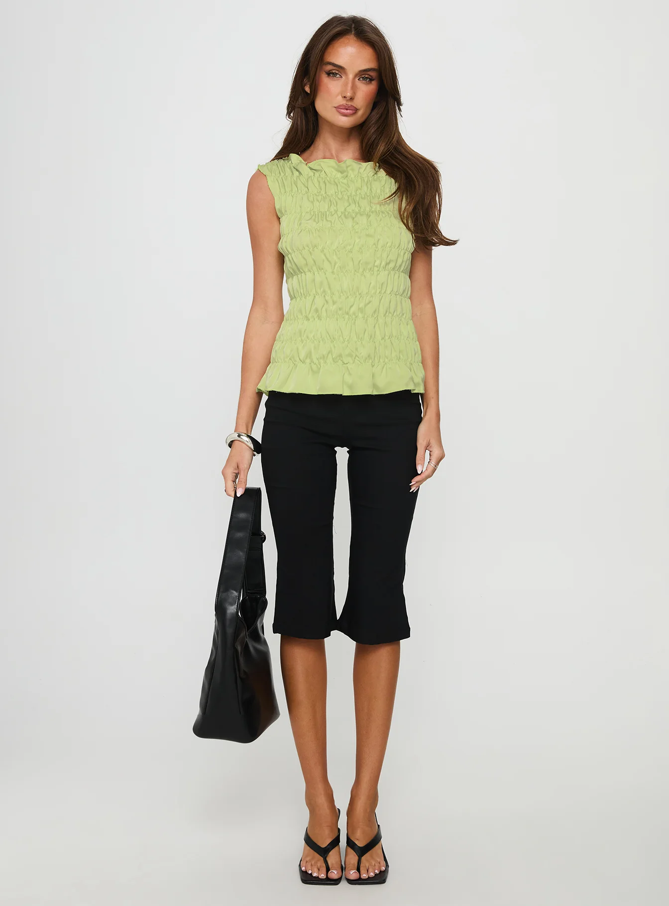 Elenir Shirred Top Green