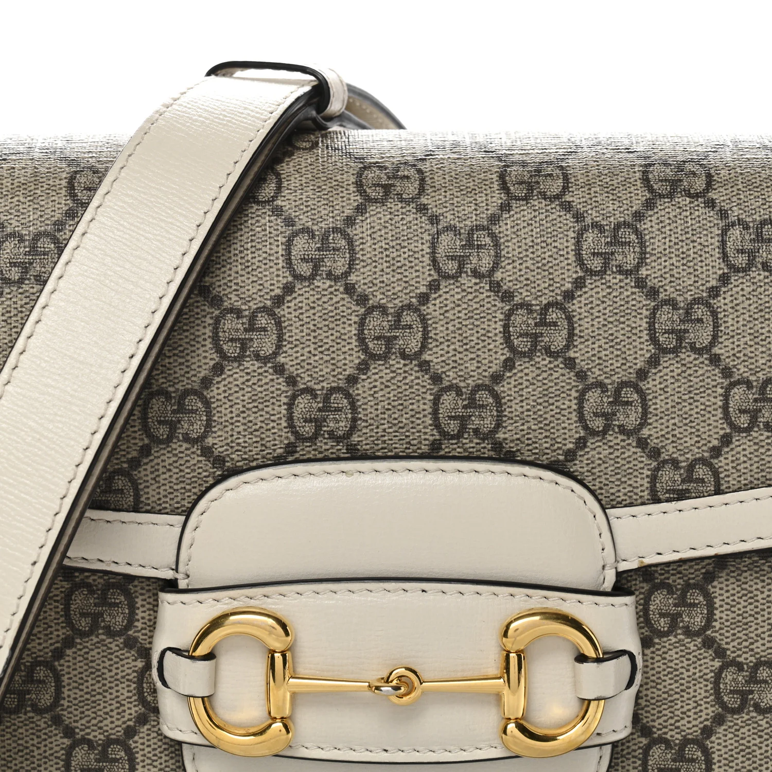 GG Supreme Monogram Horsebit 1955 Shoulder Bag Beige Mystic White - Top Club