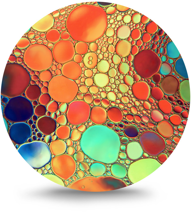 Rond schilderij Druppels in kleur 140 cm