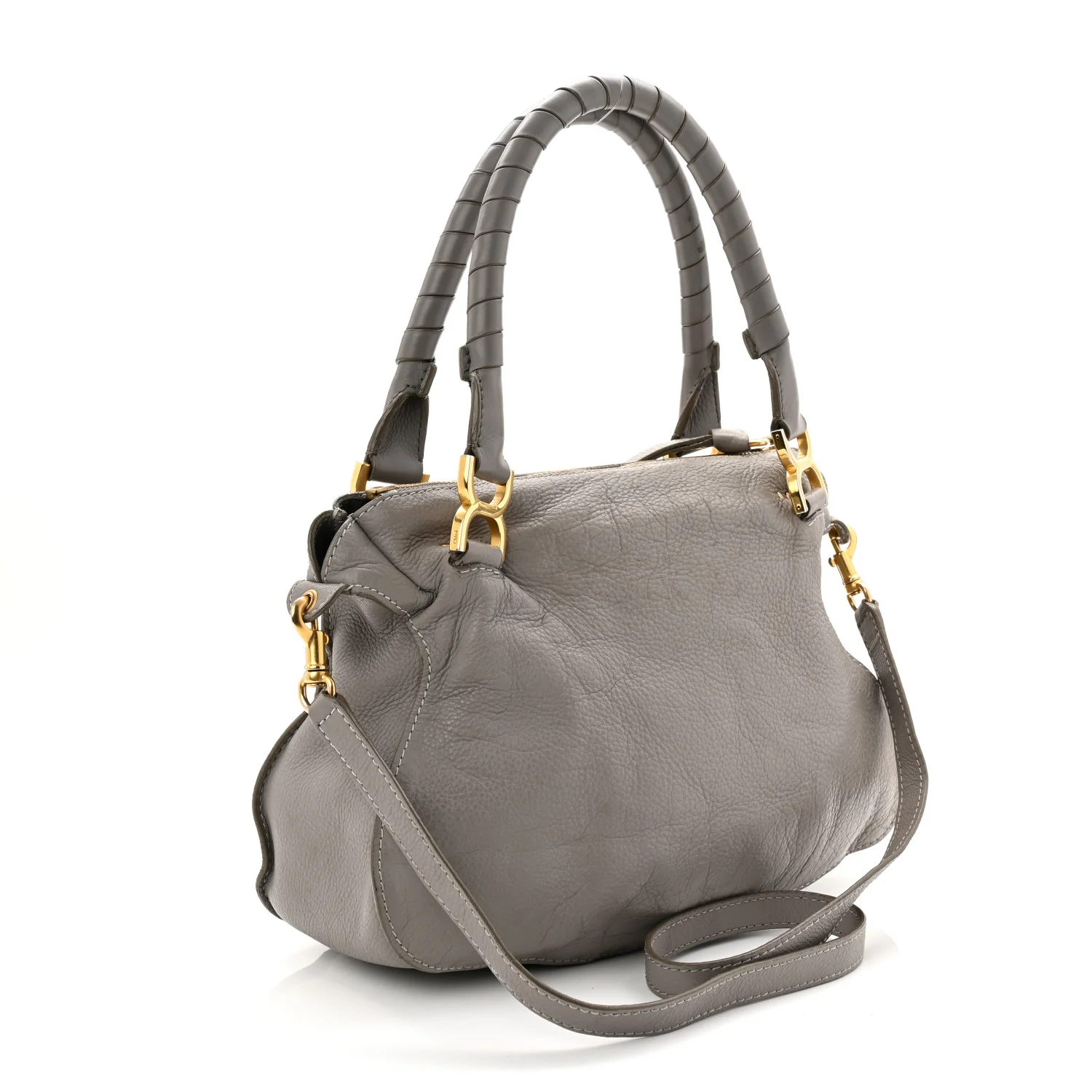 Calfskin Medium Marcie Satchel Cashmere Grey - Top Club