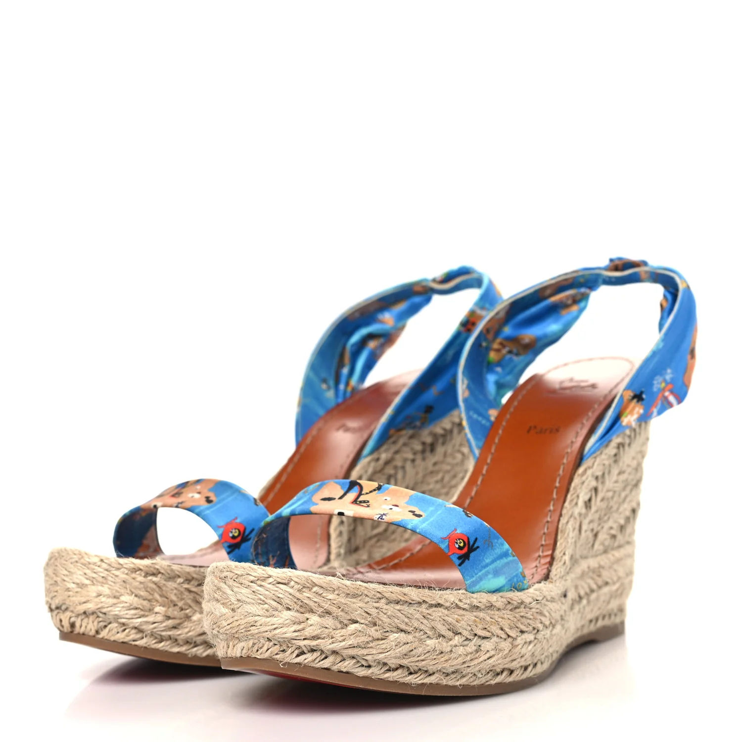 Satin Monica Du Desert 110 Espadrille Wedges 41 Blue Multicolor - Top Club