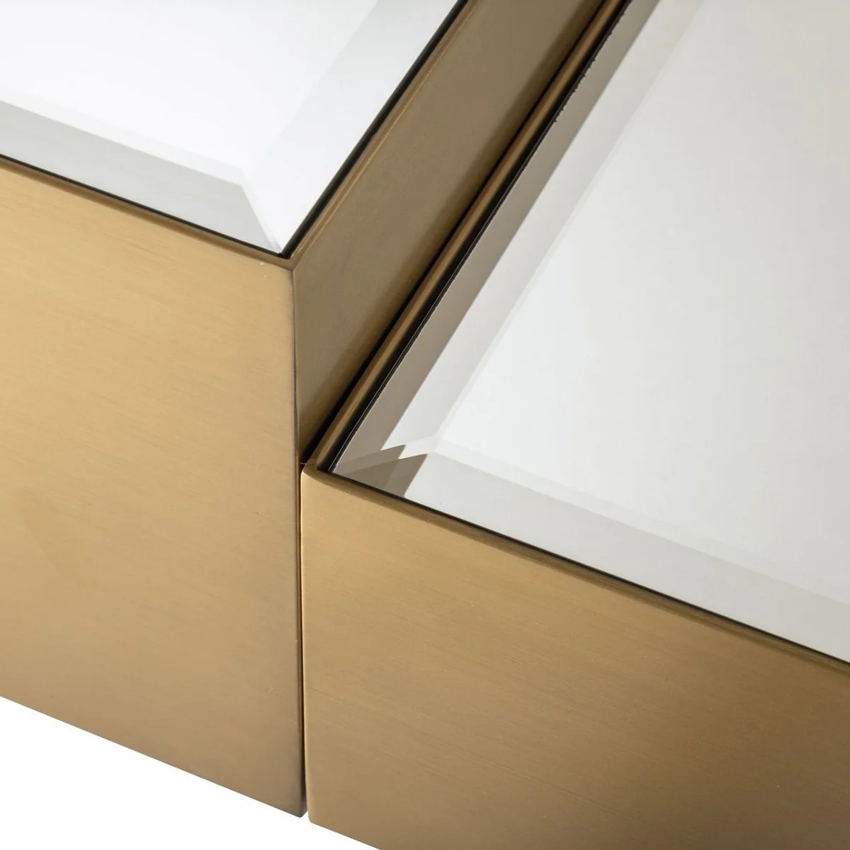 Luxury stainless steel coffee table set with mirror glass table tops brass / black - living room furniture - luxury furniture
