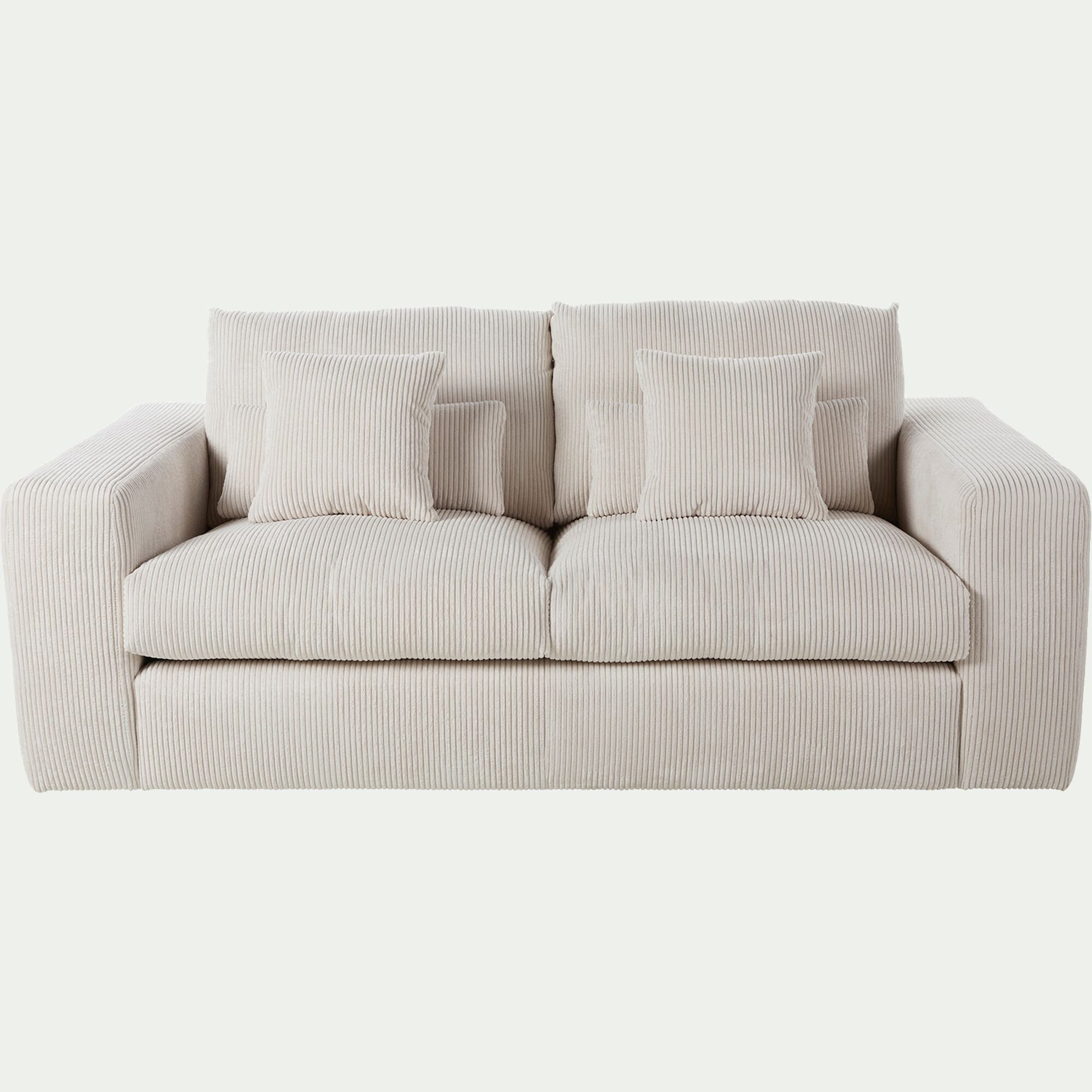 PIUMA - Canapé 3 places fixe en velours côtelé - beige roucas