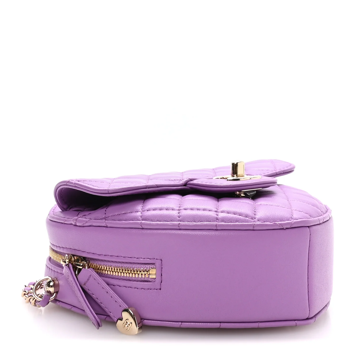 Lambskin Quilted CC In Love Heart Bag Purple - Top Club