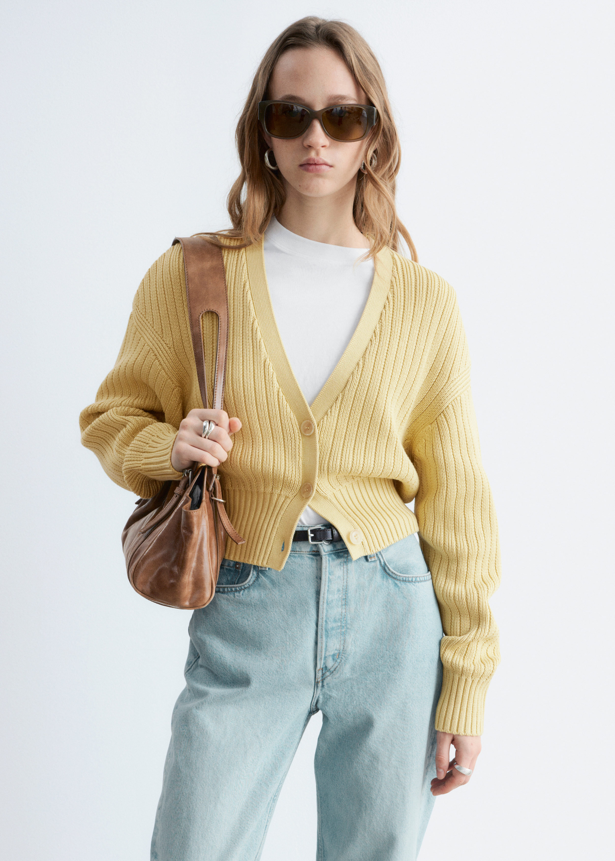 & Other Stories RIB-KNIT COTTON CARDIGAN