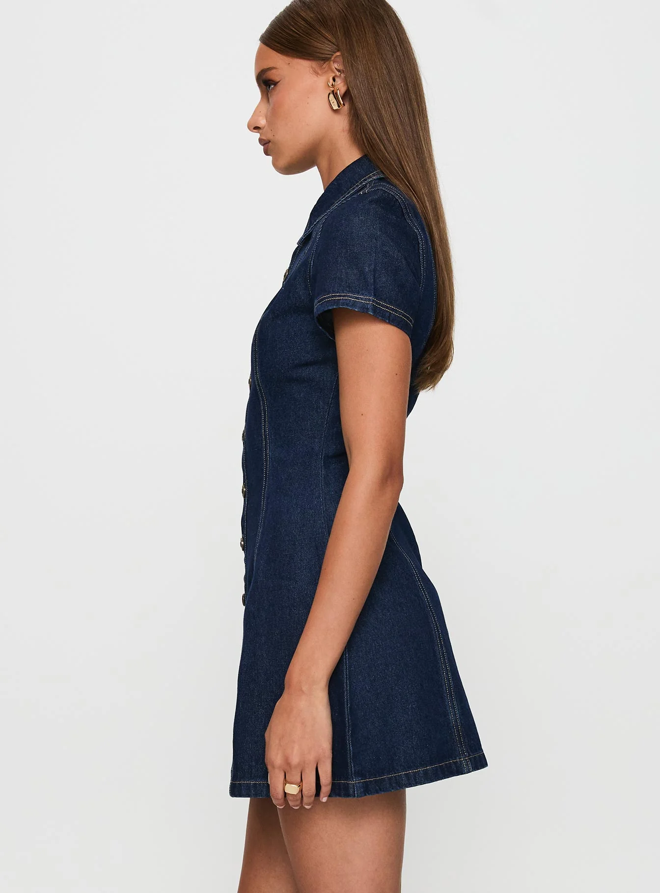 Perception Denim Mini Dress Mid Wash