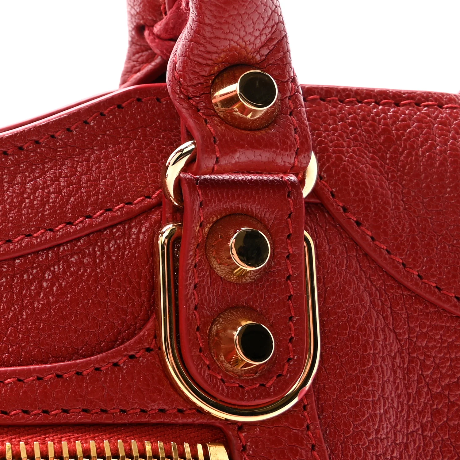 Chevre Gold Metallic Edge Hardware Mini City Rouge Groseille - Top Club