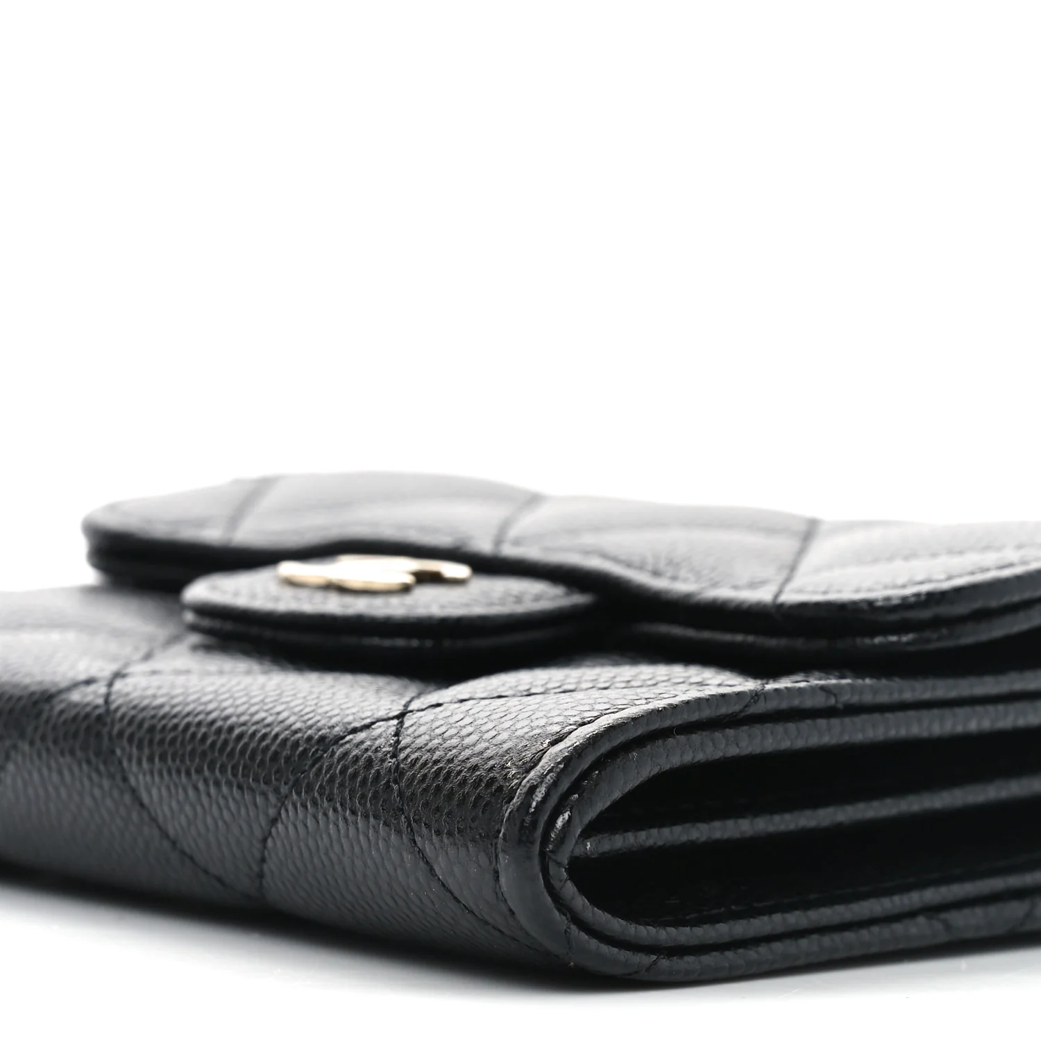 Caviar Quilted Flap Card Holder On Chain Black - Top Club