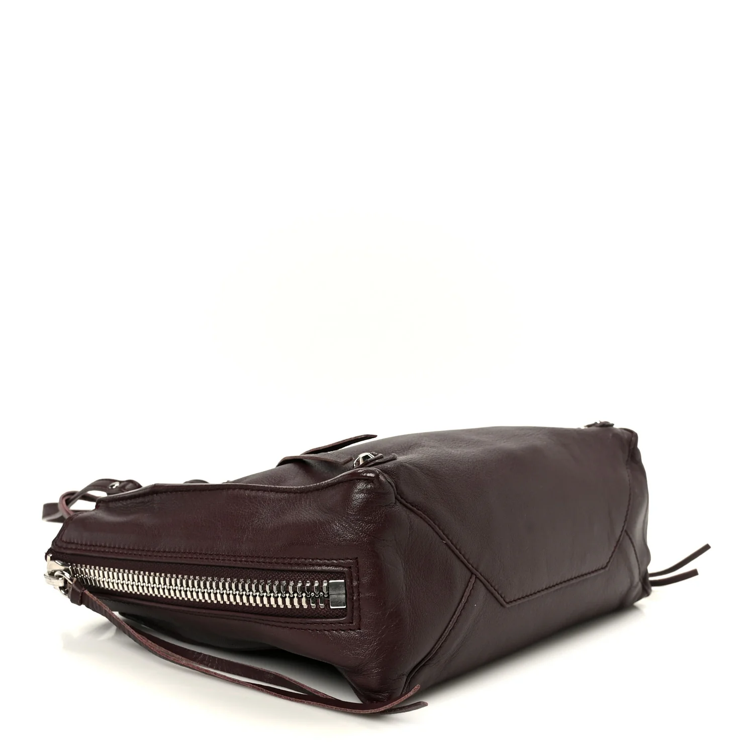 Calfskin Papier Mini A4 Zip Around Tote Rouge Aubergine - Top Club