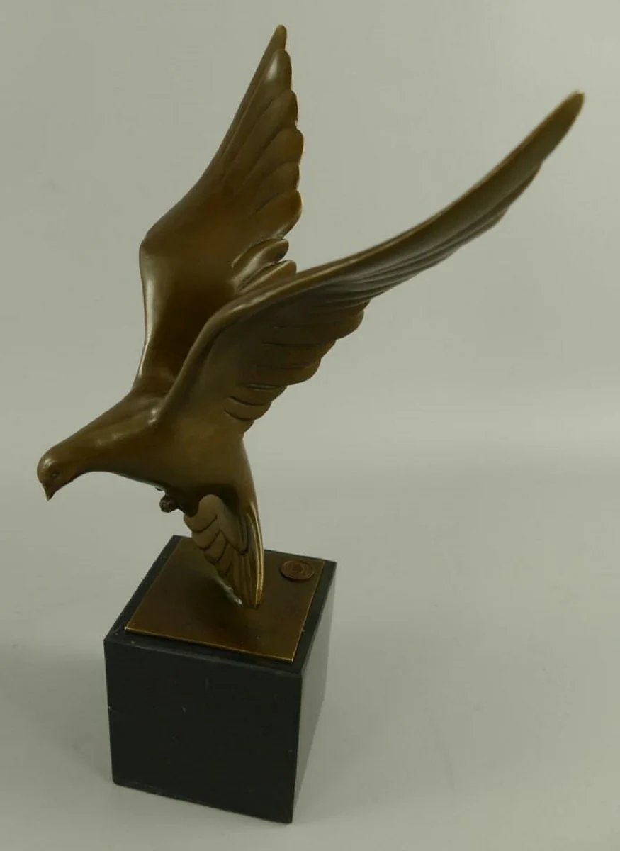 Luxury bronze sculpture bird dove in flight bronze / black 13 x 18 x H. 31 cm - bronze figure with marble base - decorative accessories