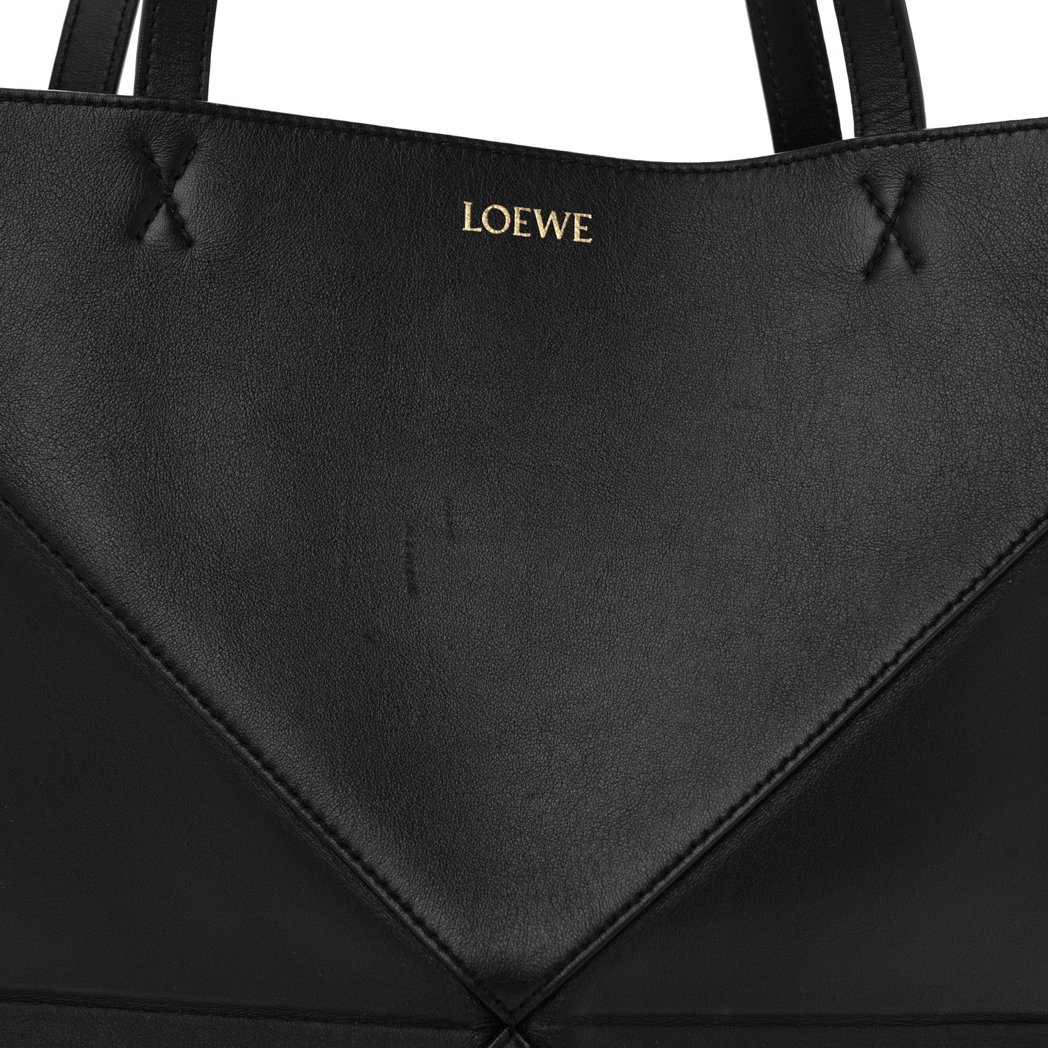 Shiny Calfskin Medium Puzzle Fold Tote Black - Top Club