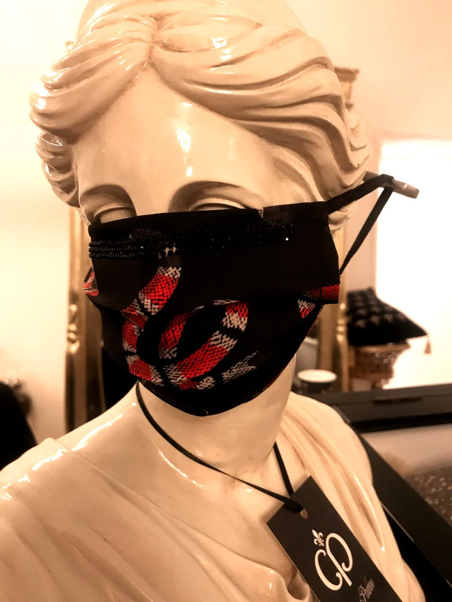 Bling Bling Snakes Black / Red - CP mask with black glitter stones
