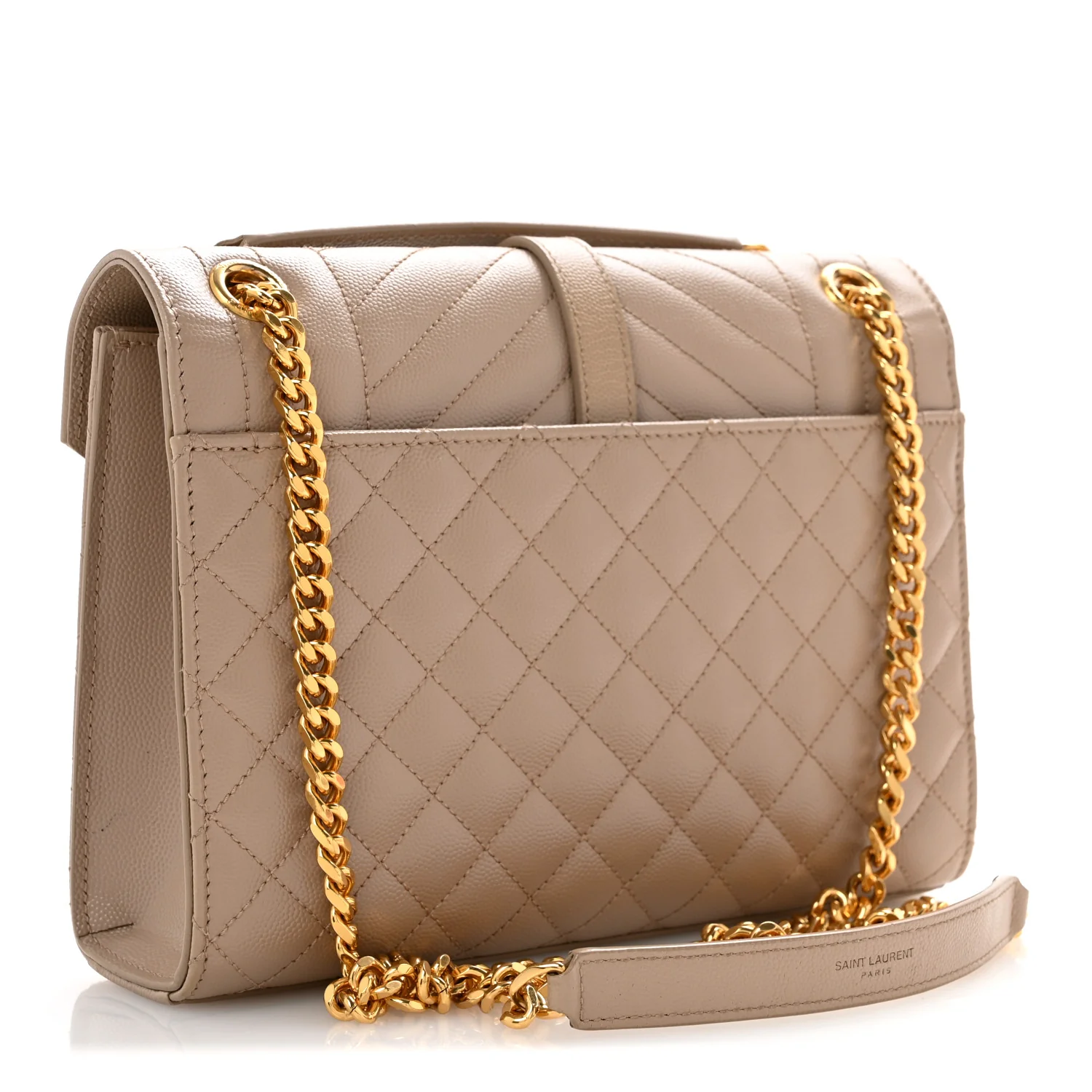 Grain De Poudre Textured Mixed Matelasse Medium Triquilt Monogram Satchel Dark Beige - Top Club