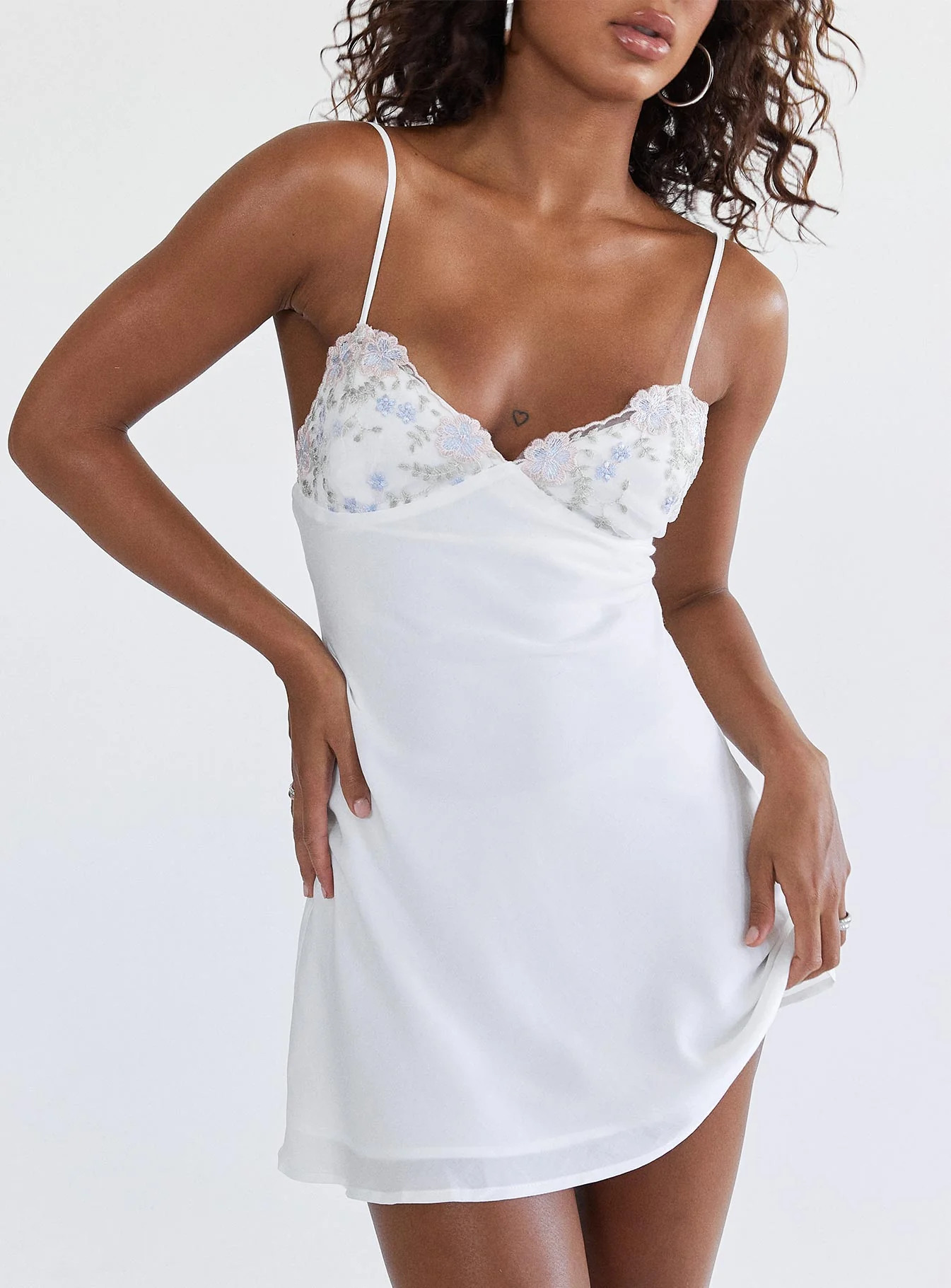 Hintz Satin Mini Dress White