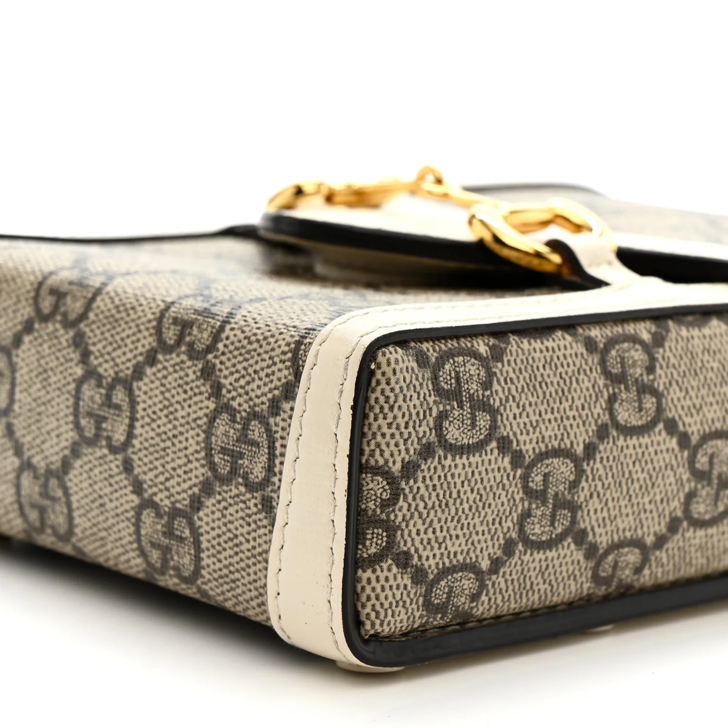 GG Supreme Monogram Azalea Calfskin Mini Horsebit 1955 Crossbody Bag Beige Ebony Mystic White - Top Club