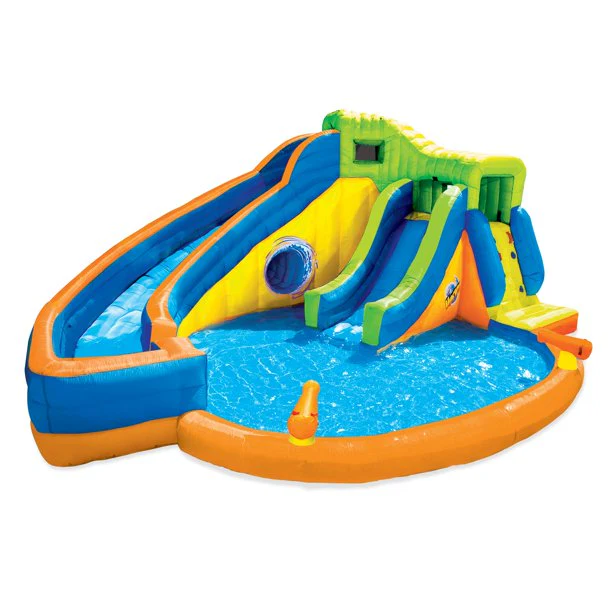 Banzai Pipeline Twist Children's Outdoor Inflatable Water Park, Slides and Cannons