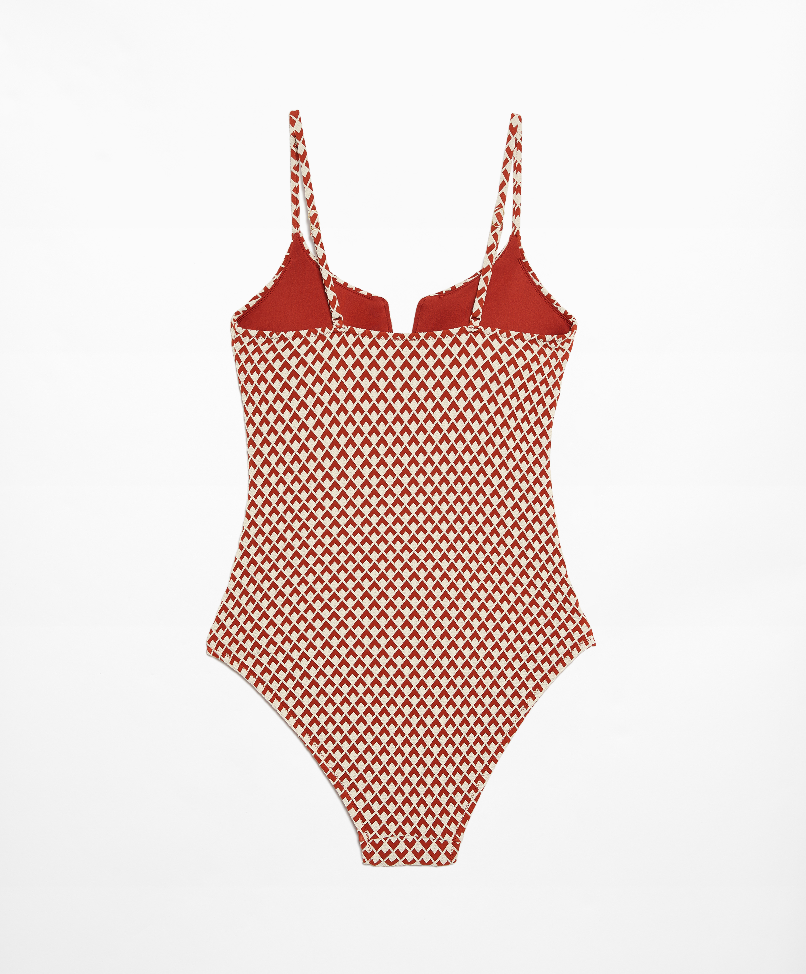 OYSHO Geometric jacquard V-notch neckline swimsuit