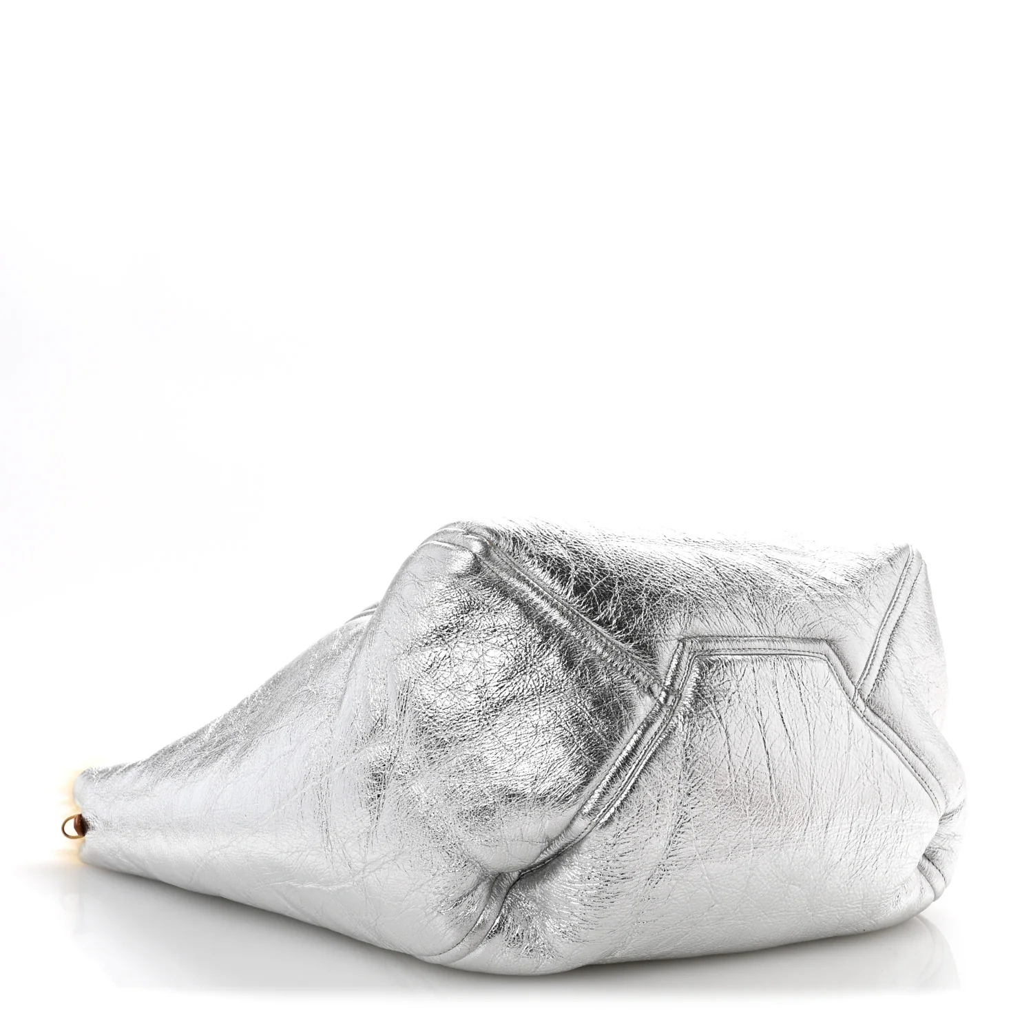 Metallic Lambskin Shearling Medium Phantom Cabas Reversible Tote Natural Silver - Top Club