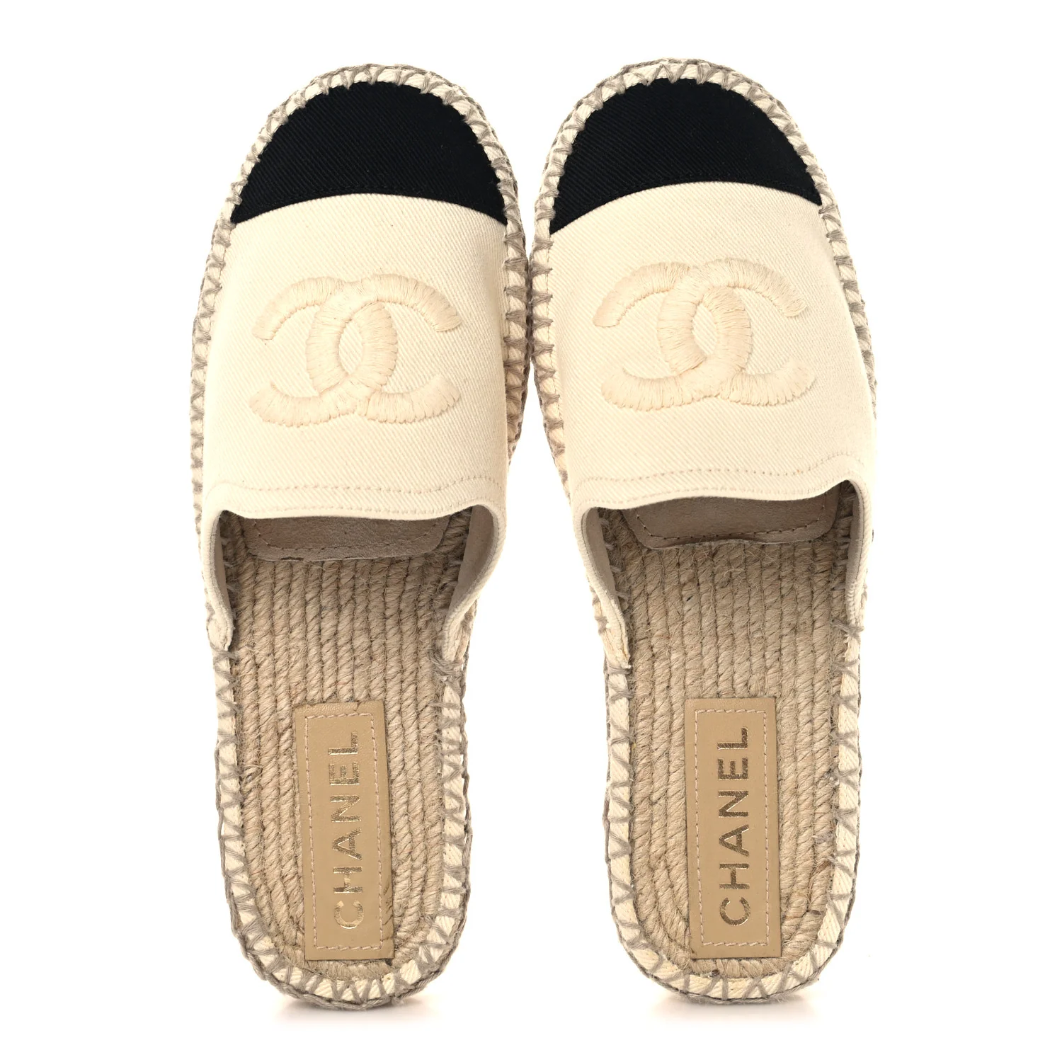 Denim CC Espadrille Mules 38  White Black