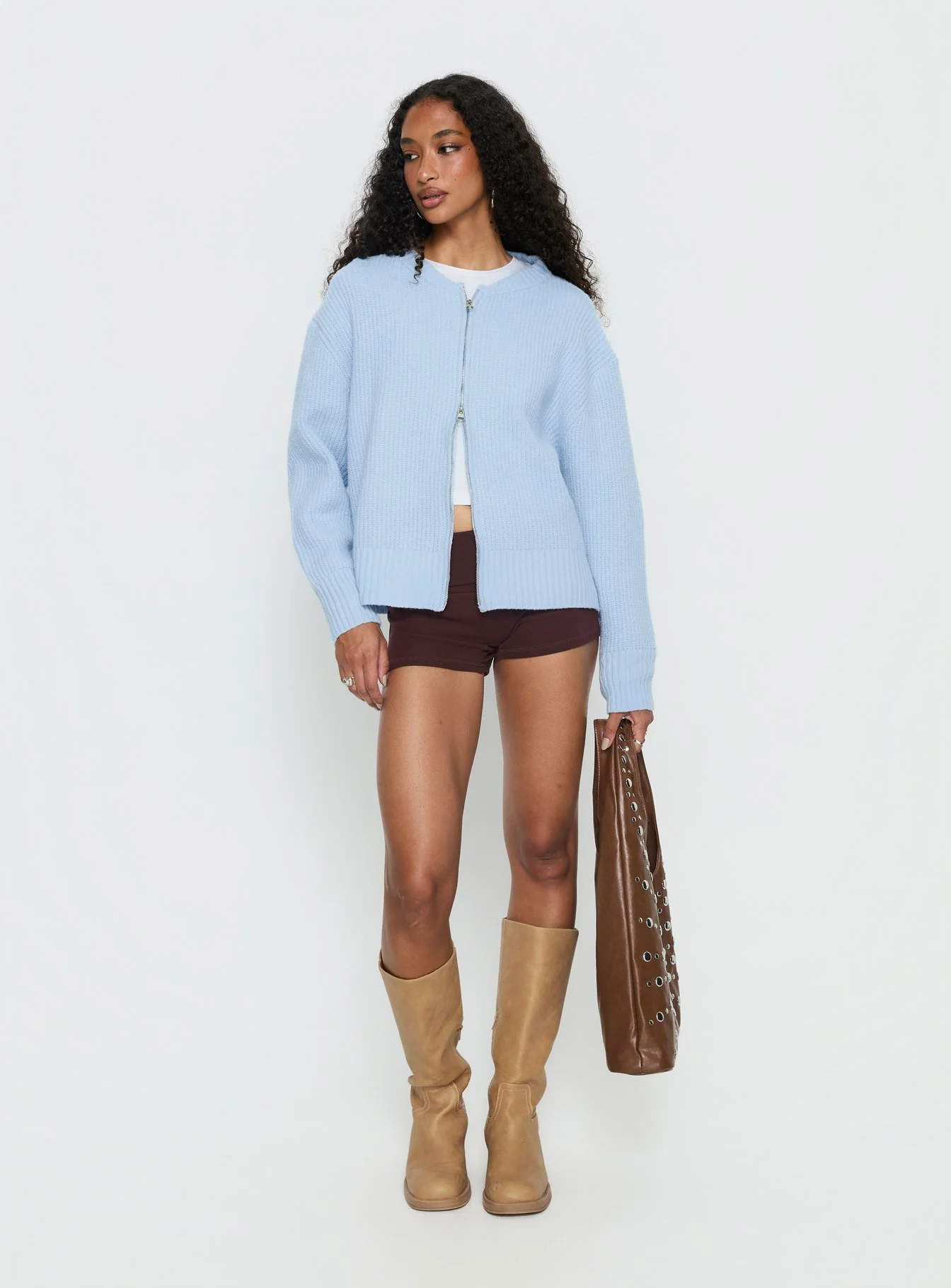 Lexene Zip Through Jumper Baby Blue