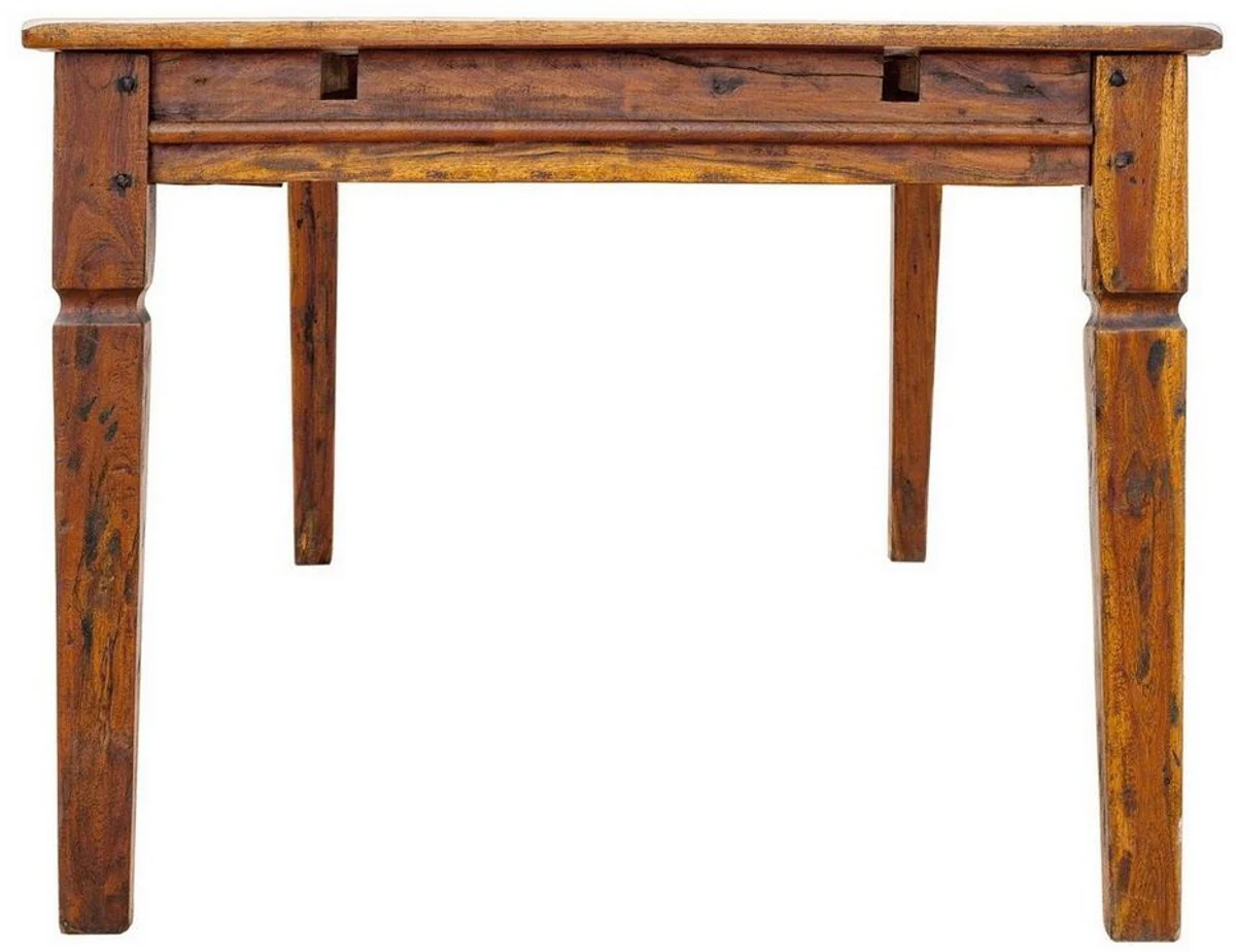 Country house style dining table brown / natural colors 200-290 x 100 x H. 76 cm - Extendable rustic solid wood kitchen table - Rustic dining room furniture - Solid wood furniture - Country house style furniture
