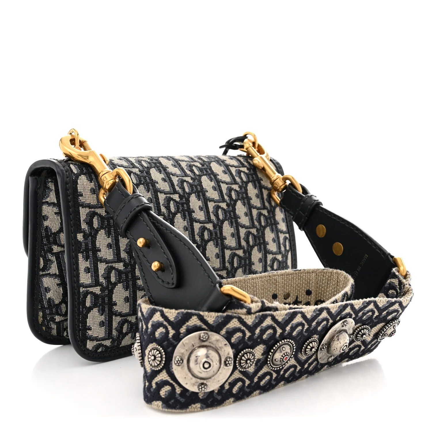 Oblique Small DiorAddict Flap Bag Navy Blue - Top Club
