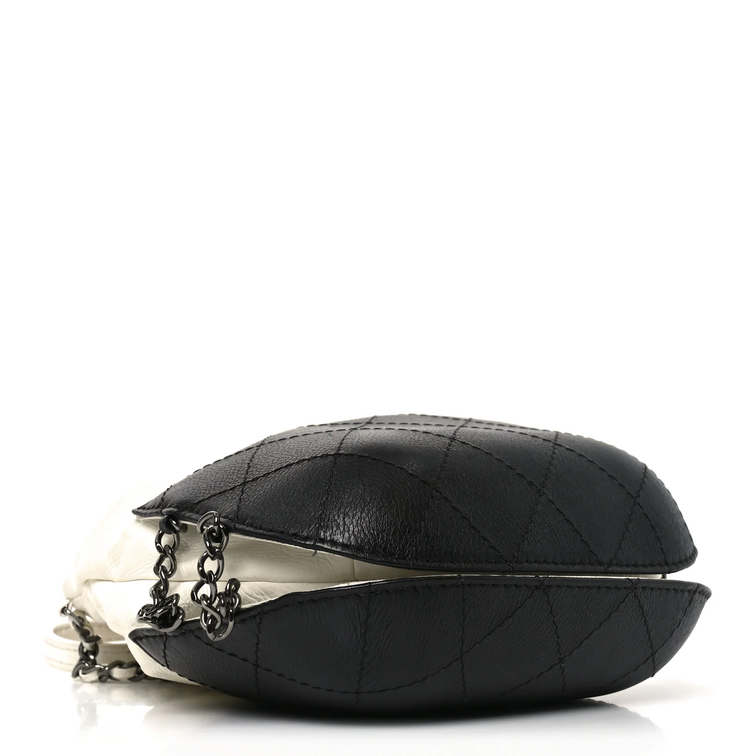 Aged Calfskin Quilted Small Gabrielle Bucket White Black - Top Club