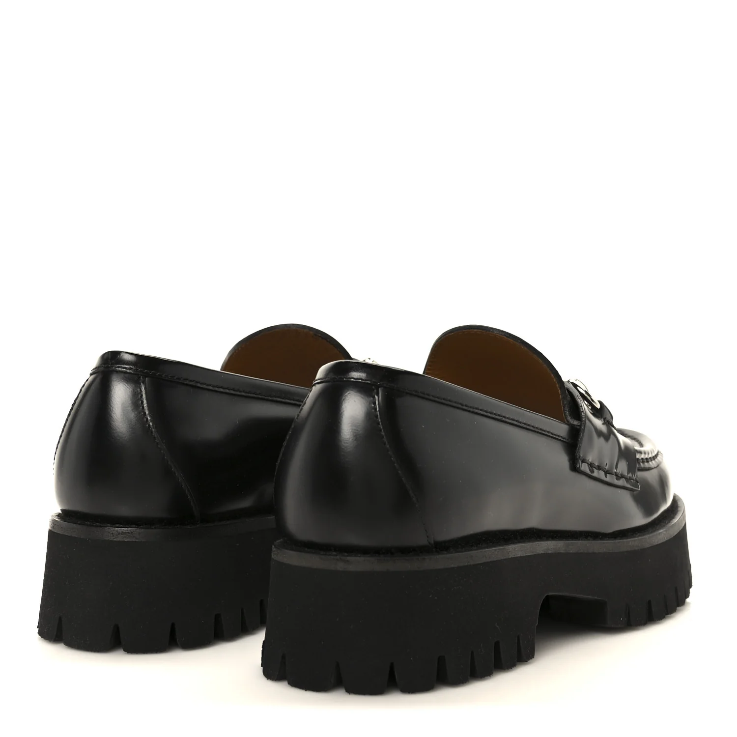 Cordovan Lux Womens Horsebit 45mm Platform Loafers 36 Black - Top Club