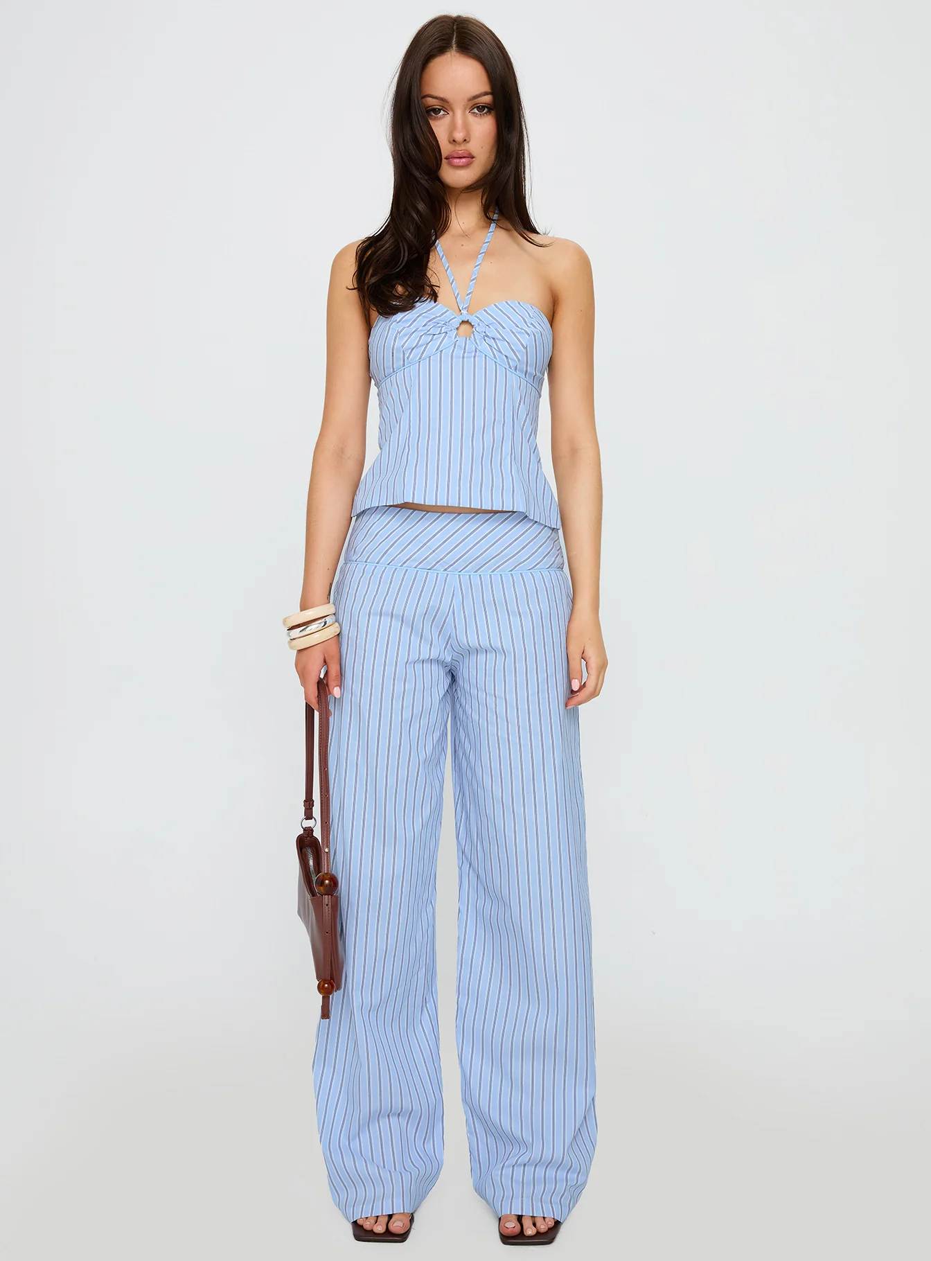 Sofea Halter Top Blue Stripe