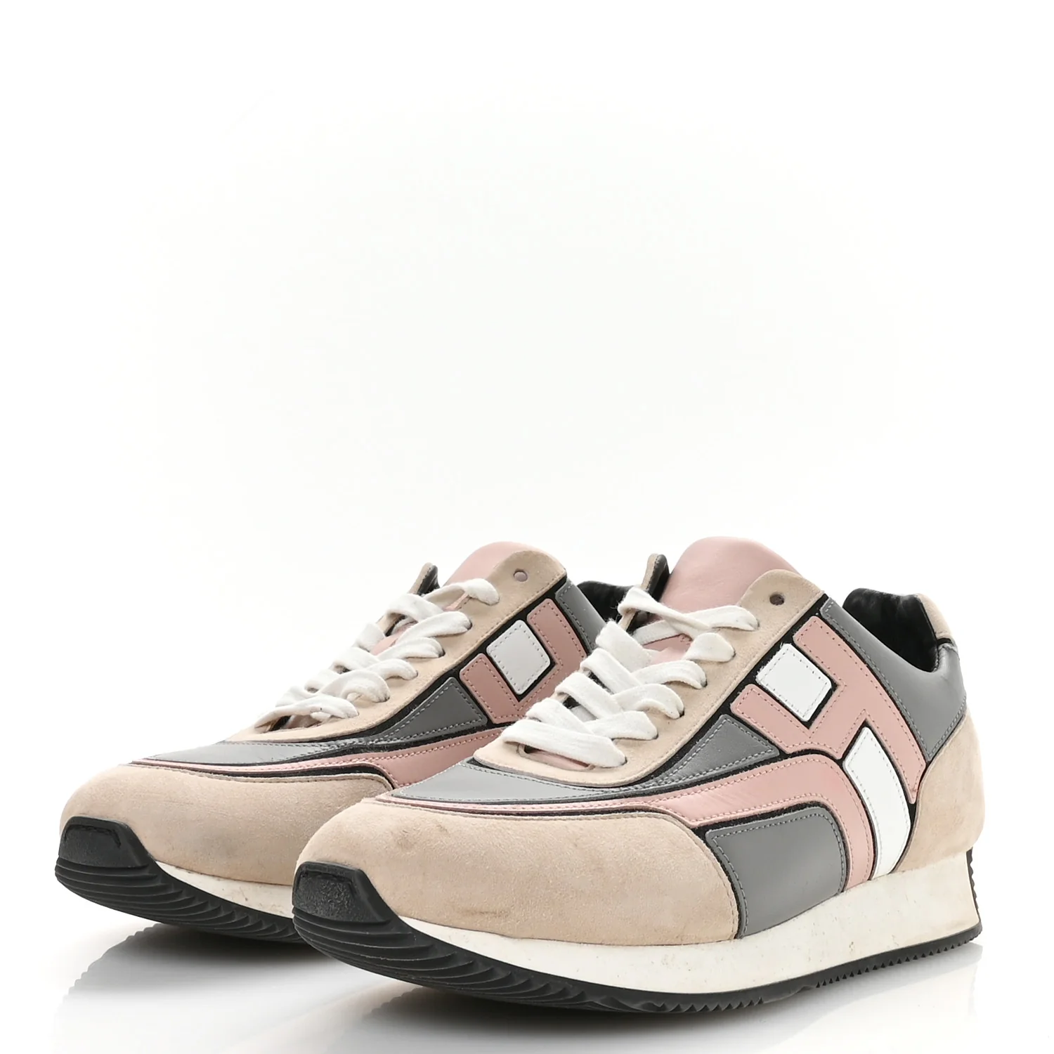 Calfskin Suede Goatskin Womens Chris Sneakers 39.5 Gris D'Hiver - Top Club