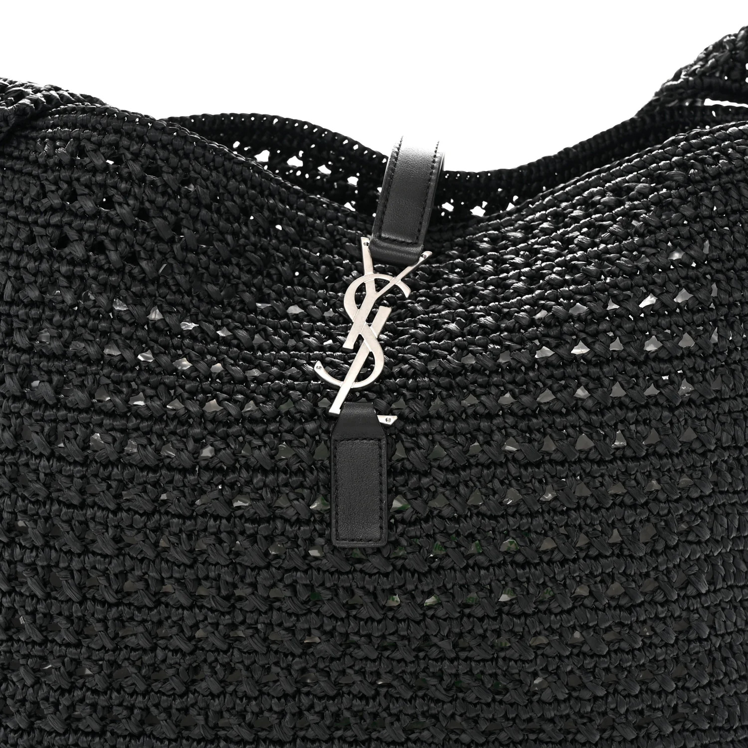 Raffia Monogram Le 5 A 7 Medium Tote Black - Top Club