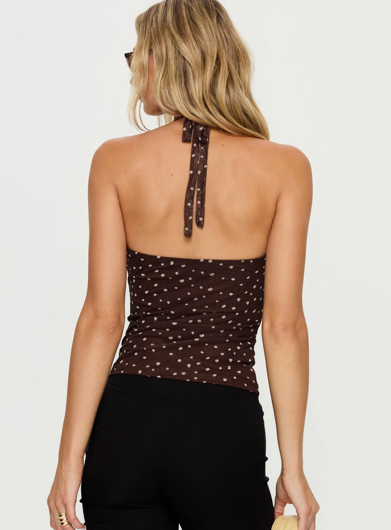 Geovana Plunge Neck Top Brown / Beige Bambi