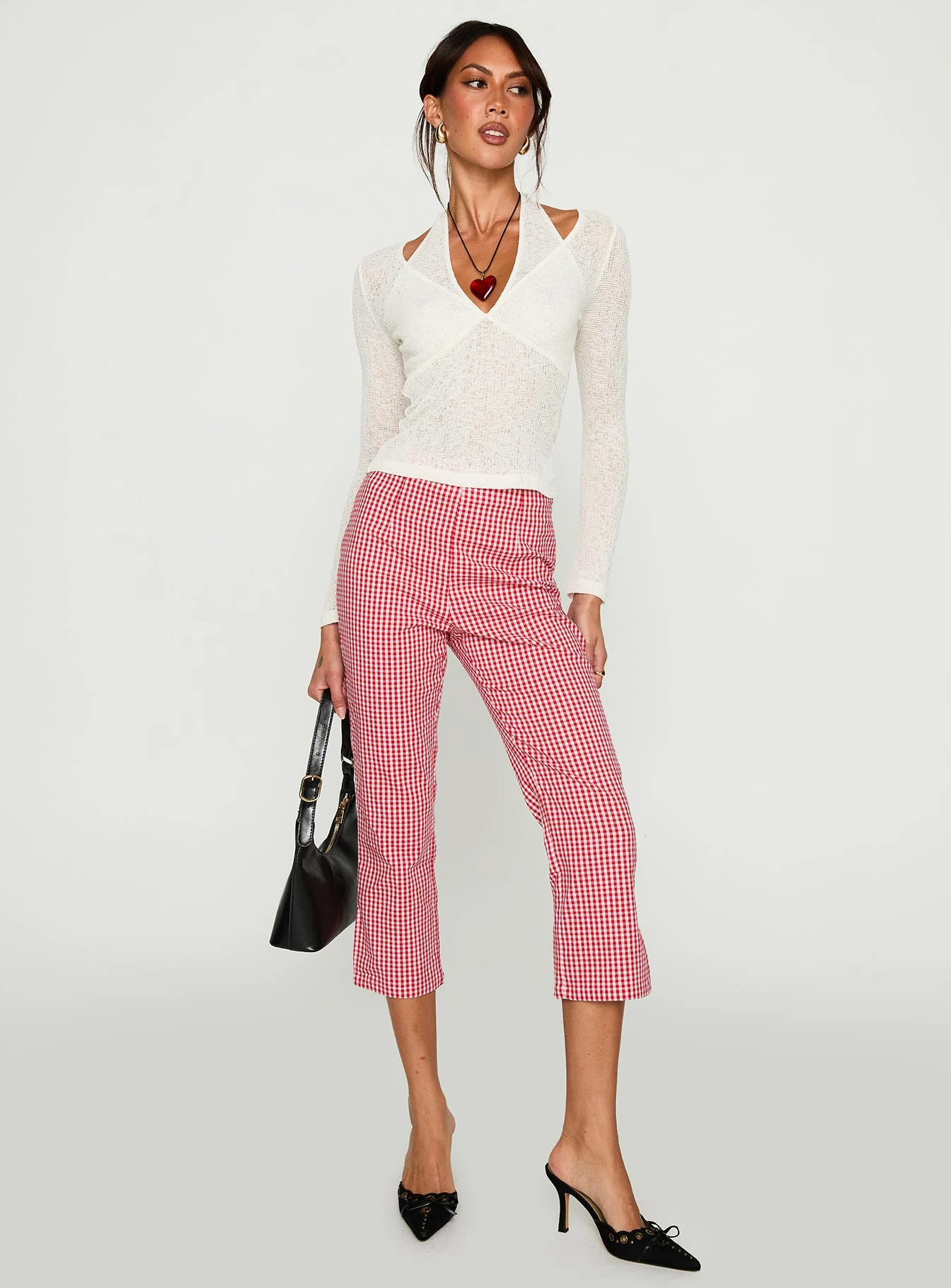 Mignonette Capri Pant Red Gingham