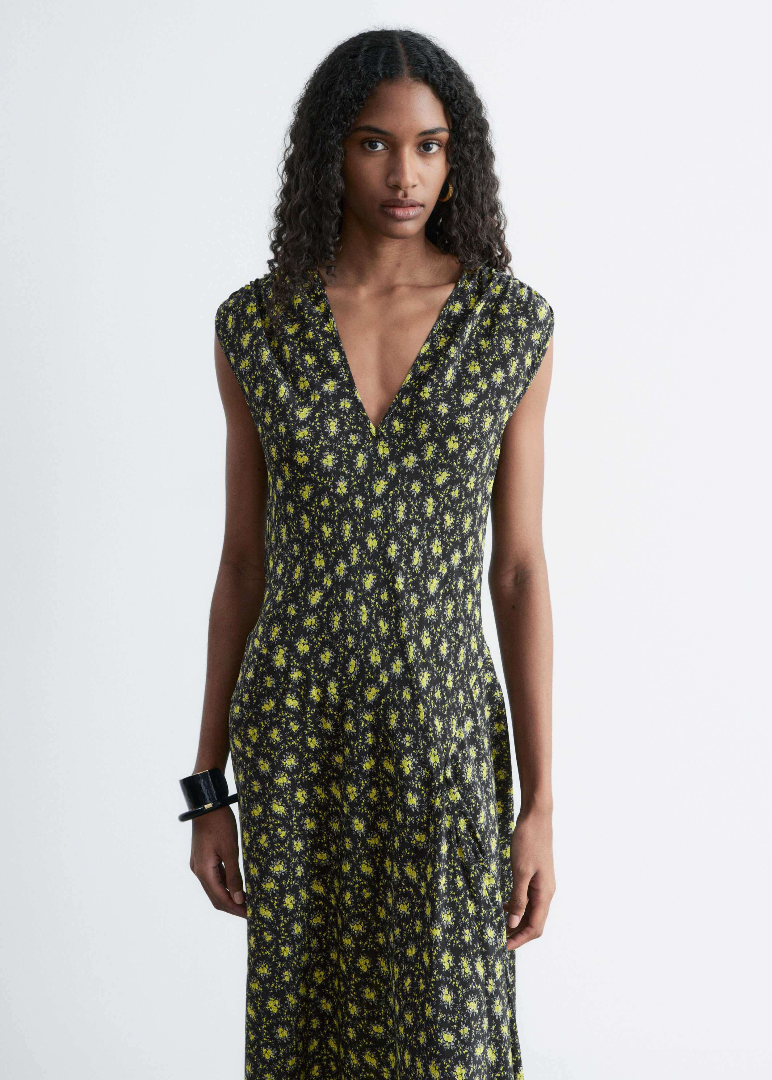 & Other Stories V-NECK SILK MAXI DRESS