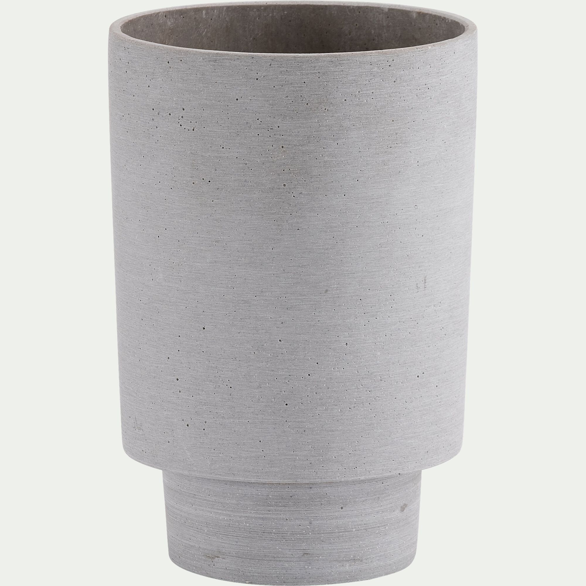 CALCIS - Vase contemporain en polystone effet béton H22cm - gris
